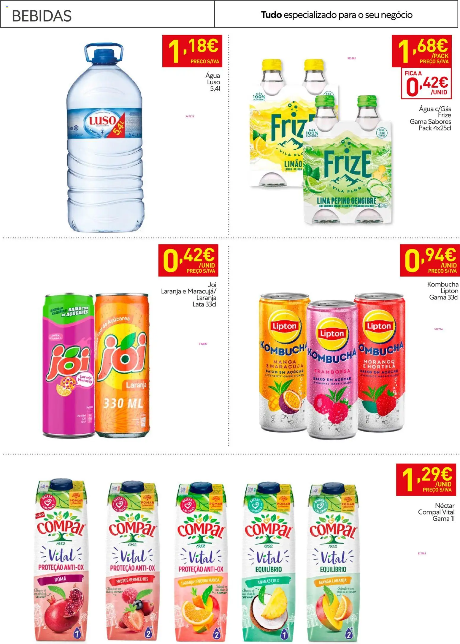 Recheio - Horeca Bons Negócios │ válido de 13.01.2026 | Página: 18 | Produtos: Agua, Kombucha, Hortelã, Cenoura