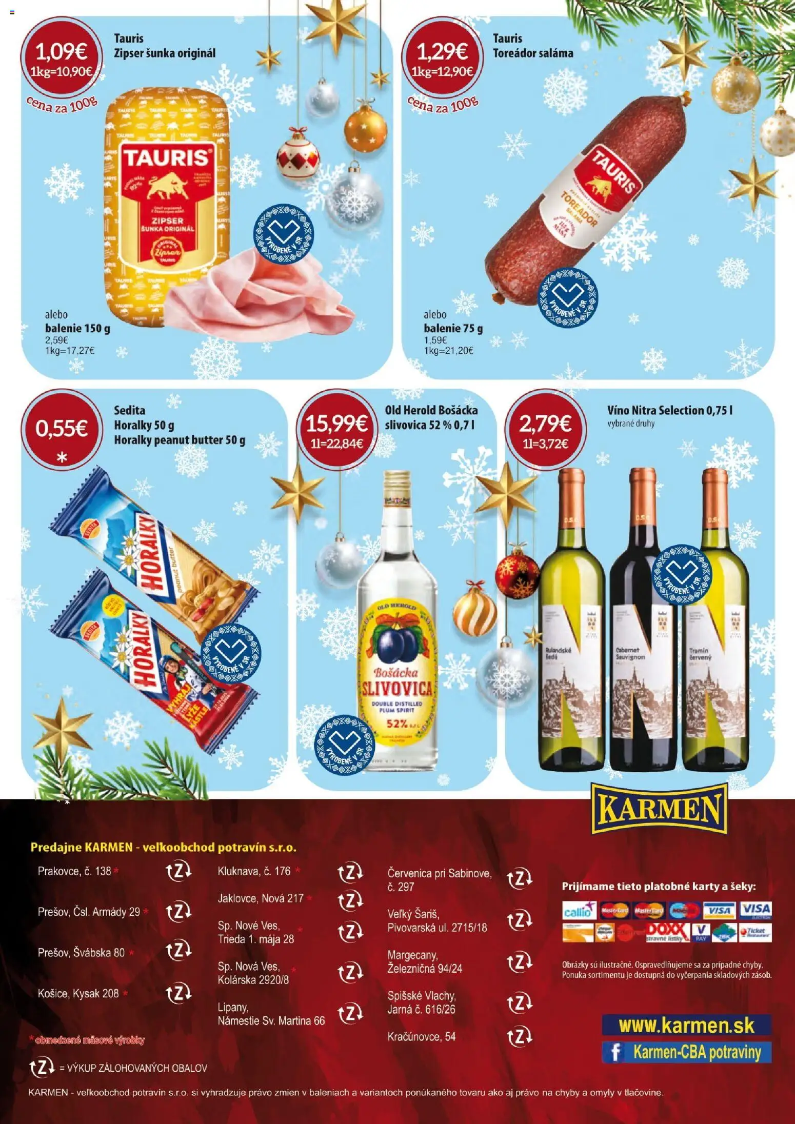 Nové KARMEN CBA akcie – leták je platný od 01.12.2025 | Strana: 26 | Produkty: Saláma, Šunka, Lyže, Horálky