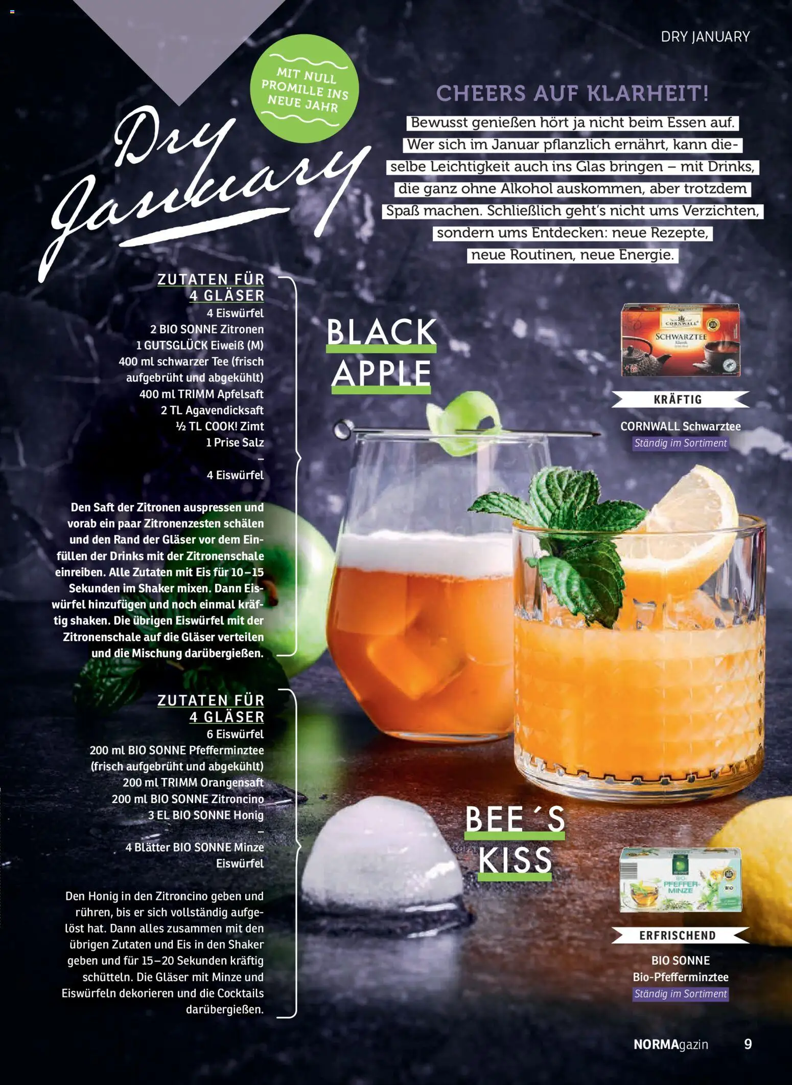 Norma NORMAgazin Januar/Februar 2026 – gültig ab 01.01.2026 | Seite: 9 | Produkte: Salz, Saft, Tee, Zitronen