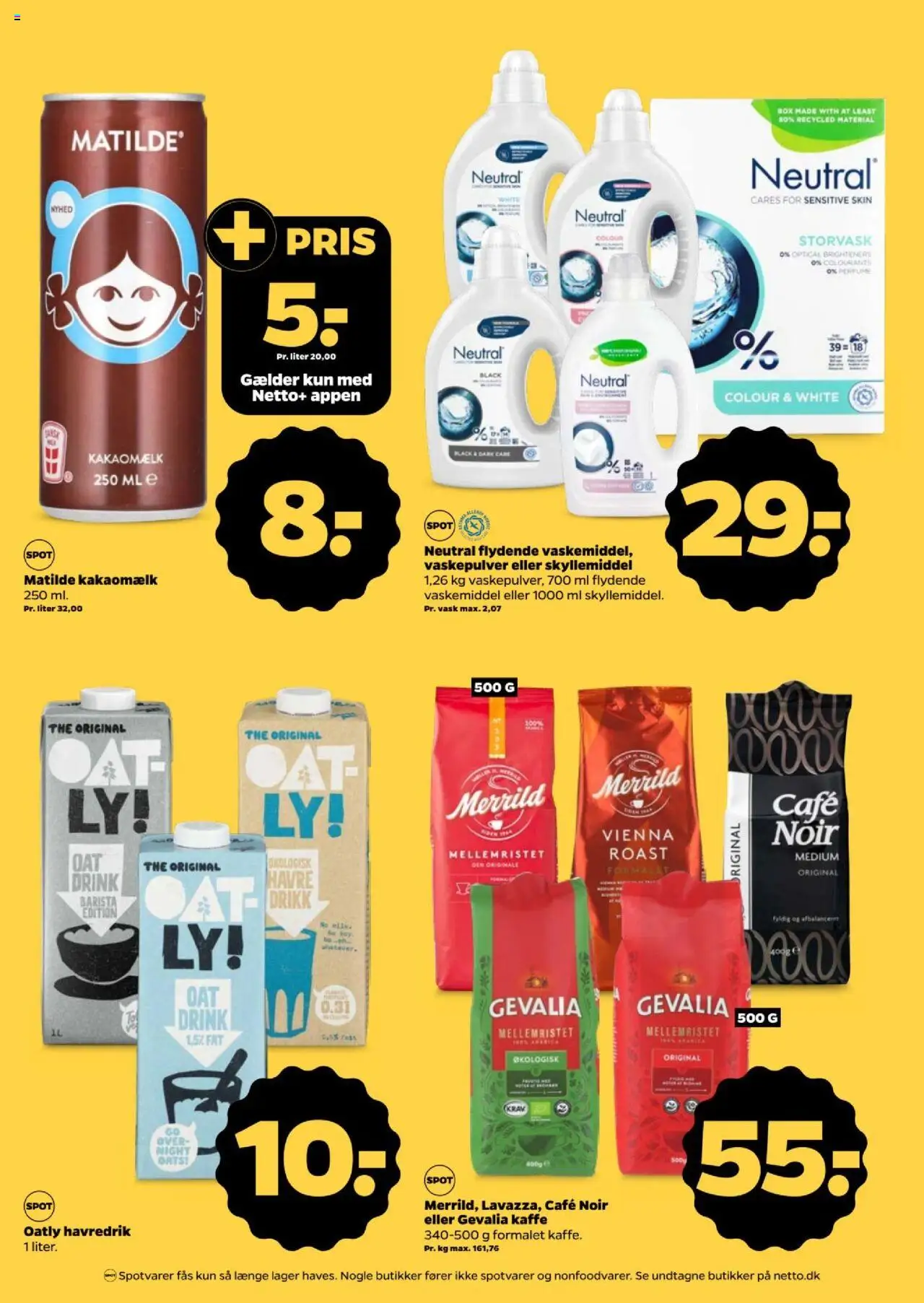 Netto Tilbudsavis gyldig fra 09.08.2025 | Side: 5 | Produkter: Havredrik, Vaskepulver, Skyllemiddel, Kakaomælk