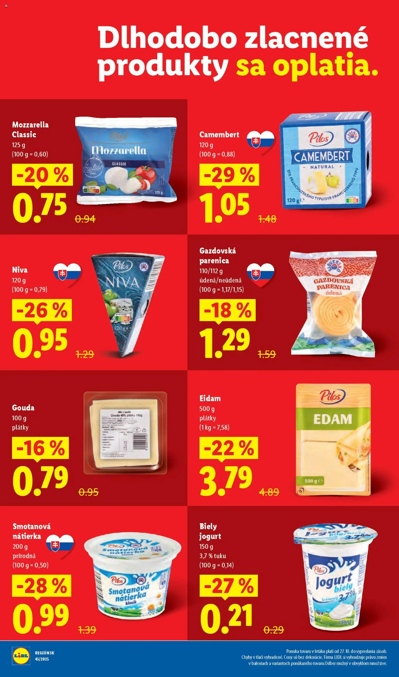 Nové Lidl akcie – leták je platný od 17.11.2025 | Strana: 62 | Produkty: Syr, Jogurt, Gouda, Eidam