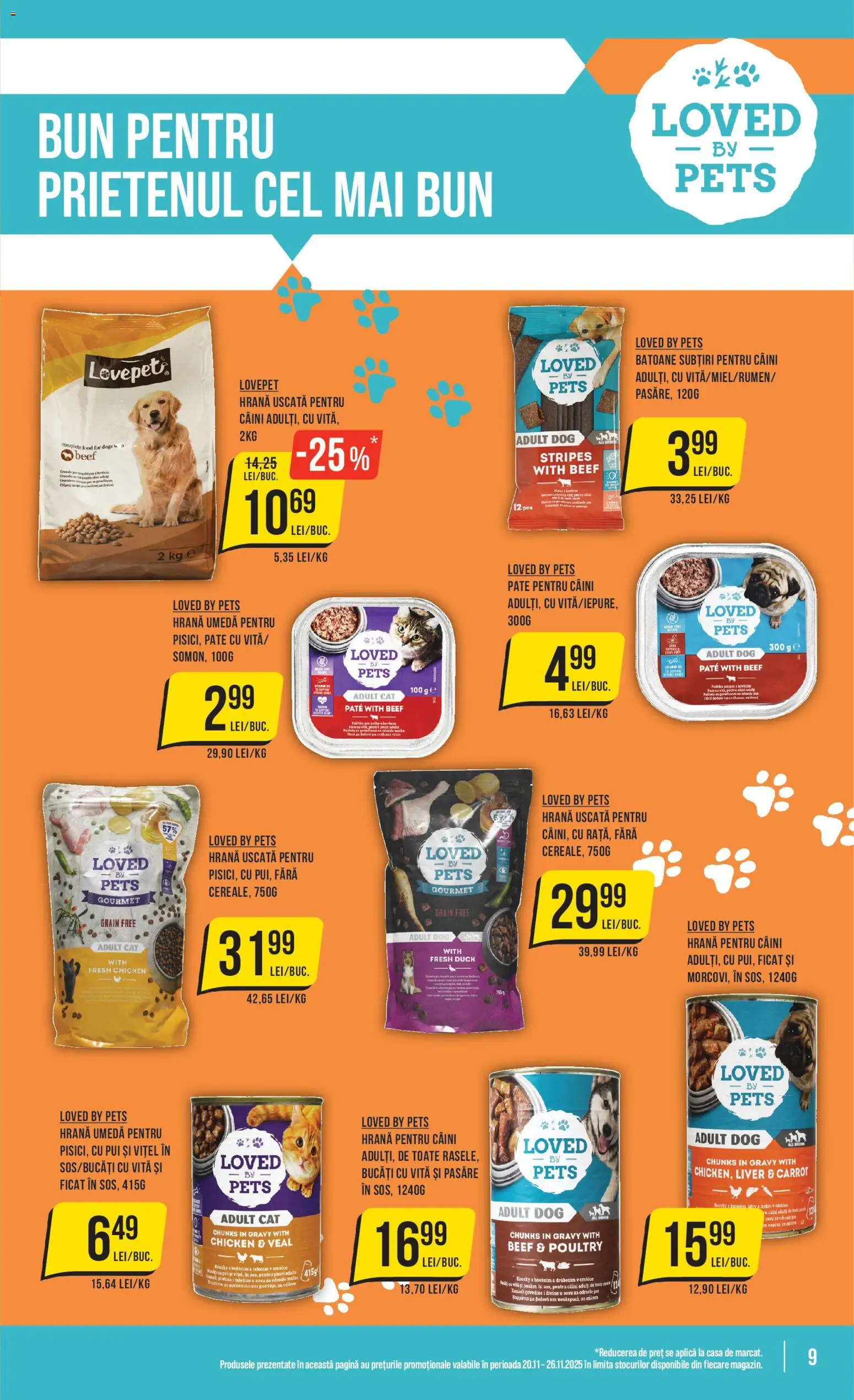 Noul catalog Mega Image – valabil de la 20.11.2025 | Pagină: 9 | Produse: Hrană pentru câini, Hacıyatmaz Kedi Oyuncağı, Pate