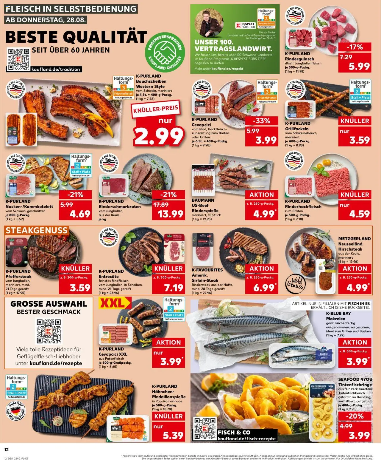 Kaufland prospekt Stuttgart	 - gültig ab dem 28.08.2025 | Seite: 12 | Produkte: Hahnchen, Entrecote, Steak, Hackfleisch