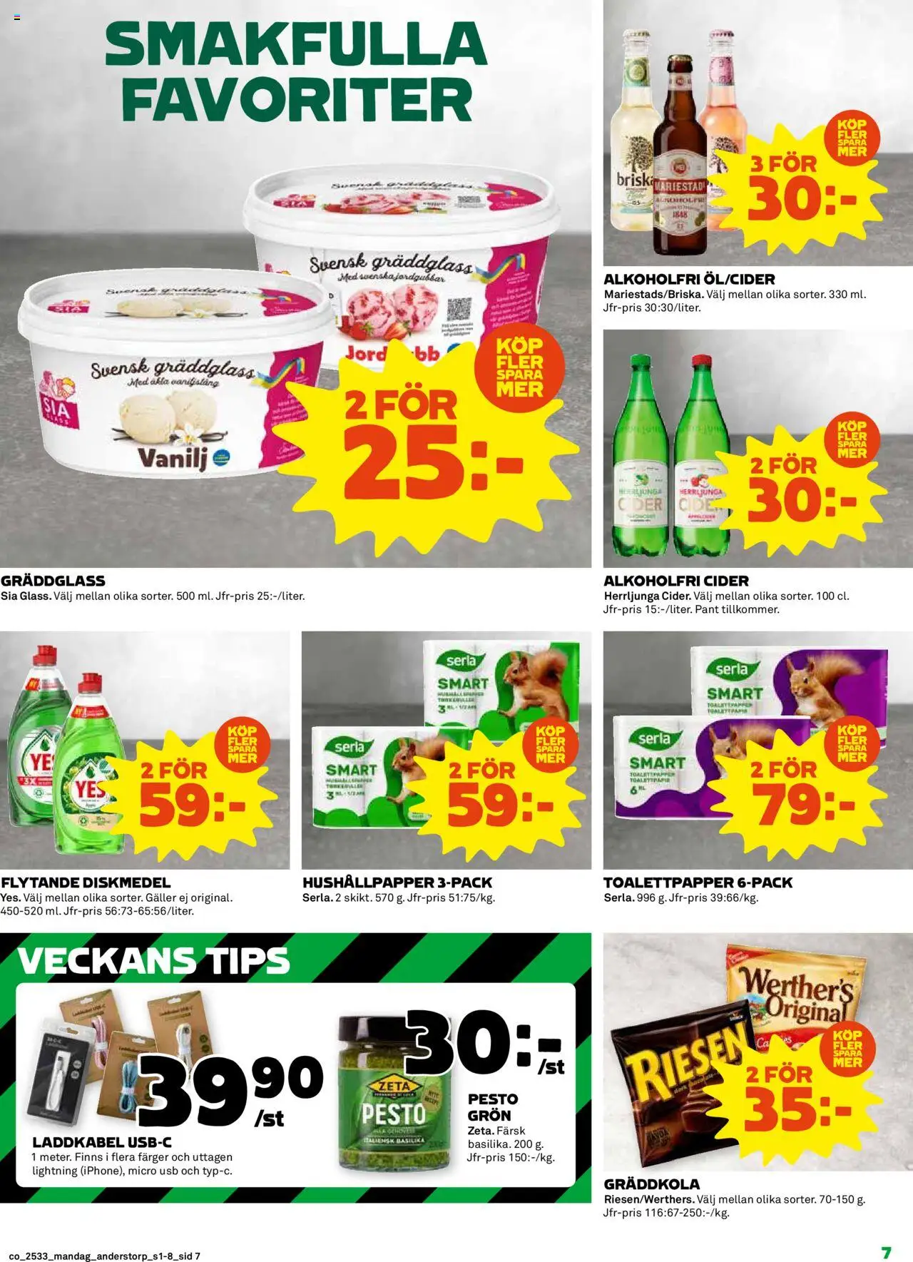 Coop reklamblad aktuell från 11.08.2025 | Sida: 7 | Produkter: Jord, Toalettpapper, Cider, Basilika