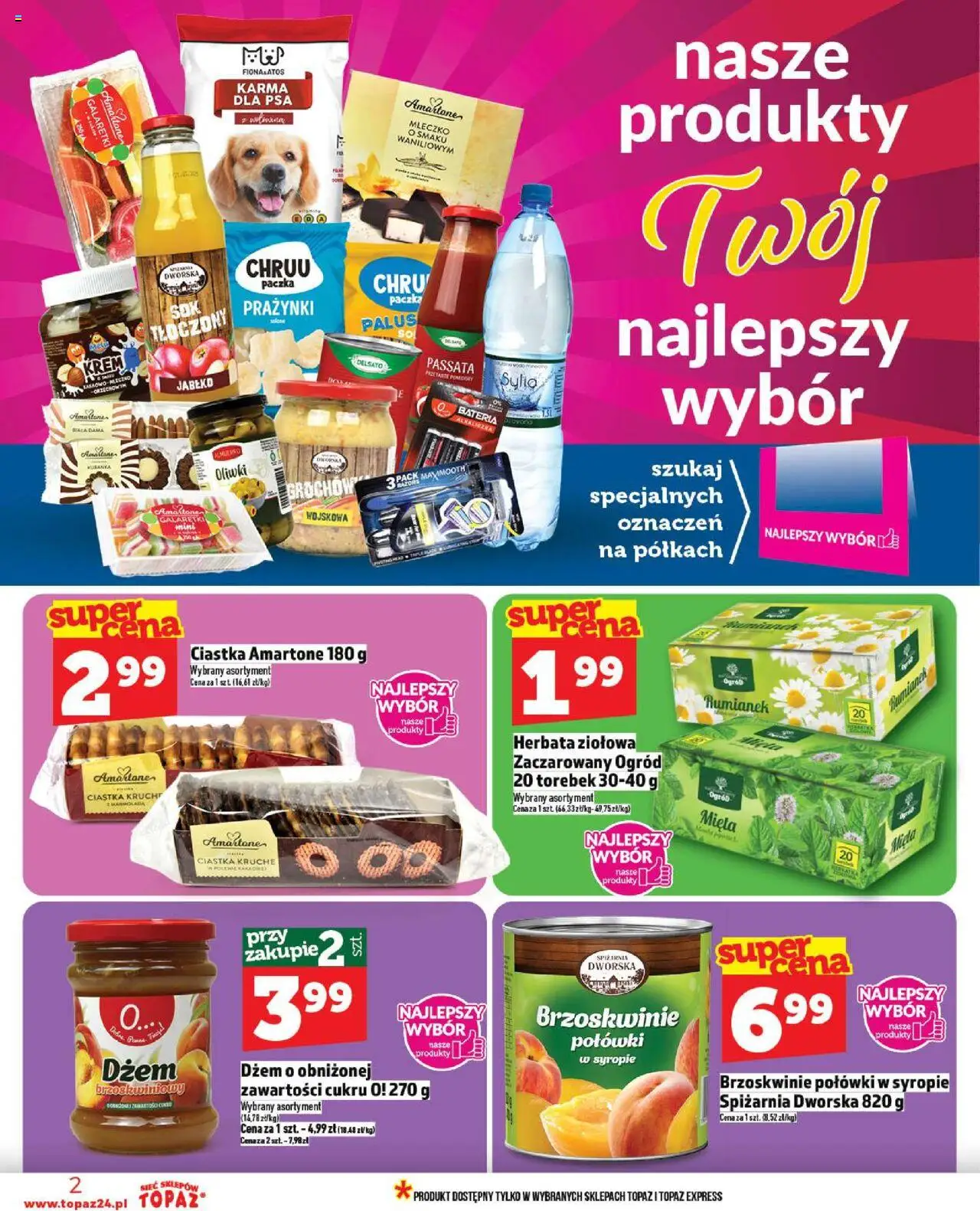 Topaz Gazetka MAZ od 18.09.2025 | Strona: 2 | Produkty: Galaretki, Dżem, Herbata, Ciastka