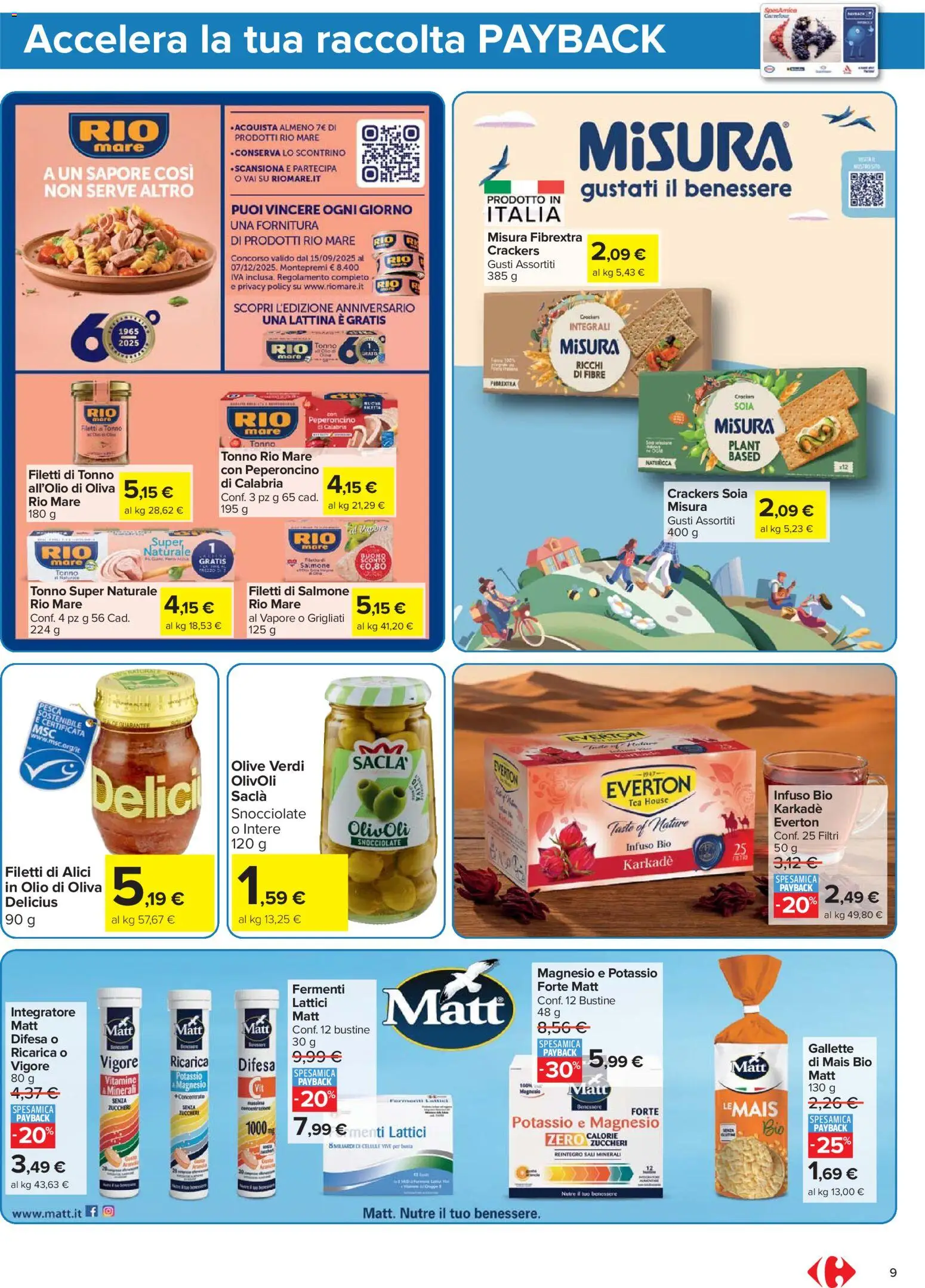 Volantino Carrefour del 04.11.2025 | Pagina: 9 | Prodotti: Pesca, Crackers, Tonno, Mais