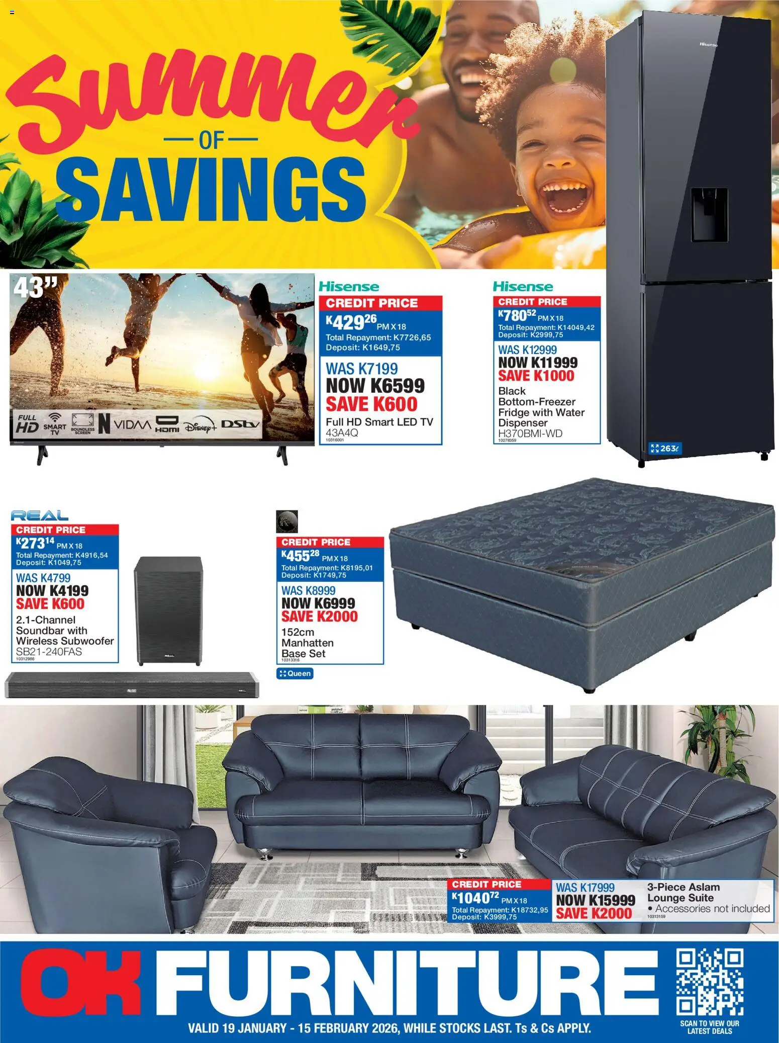 New OK Furniture catalogue – valid from 19.01.2026 | Page: 1 | Products: TV, Soundbar, Subwoofer, Water