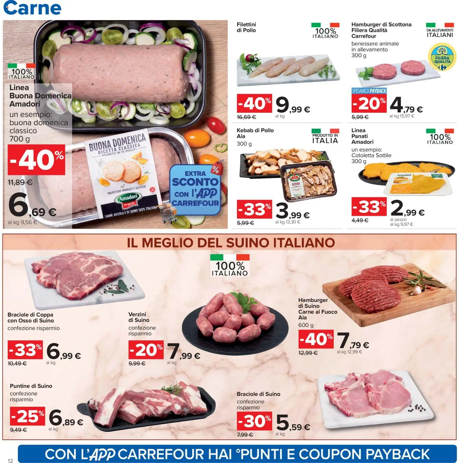 Volantino Carrefour del 07.11.2025 | Pagina: 12 | Prodotti: Pollo, Suino, Hamburger