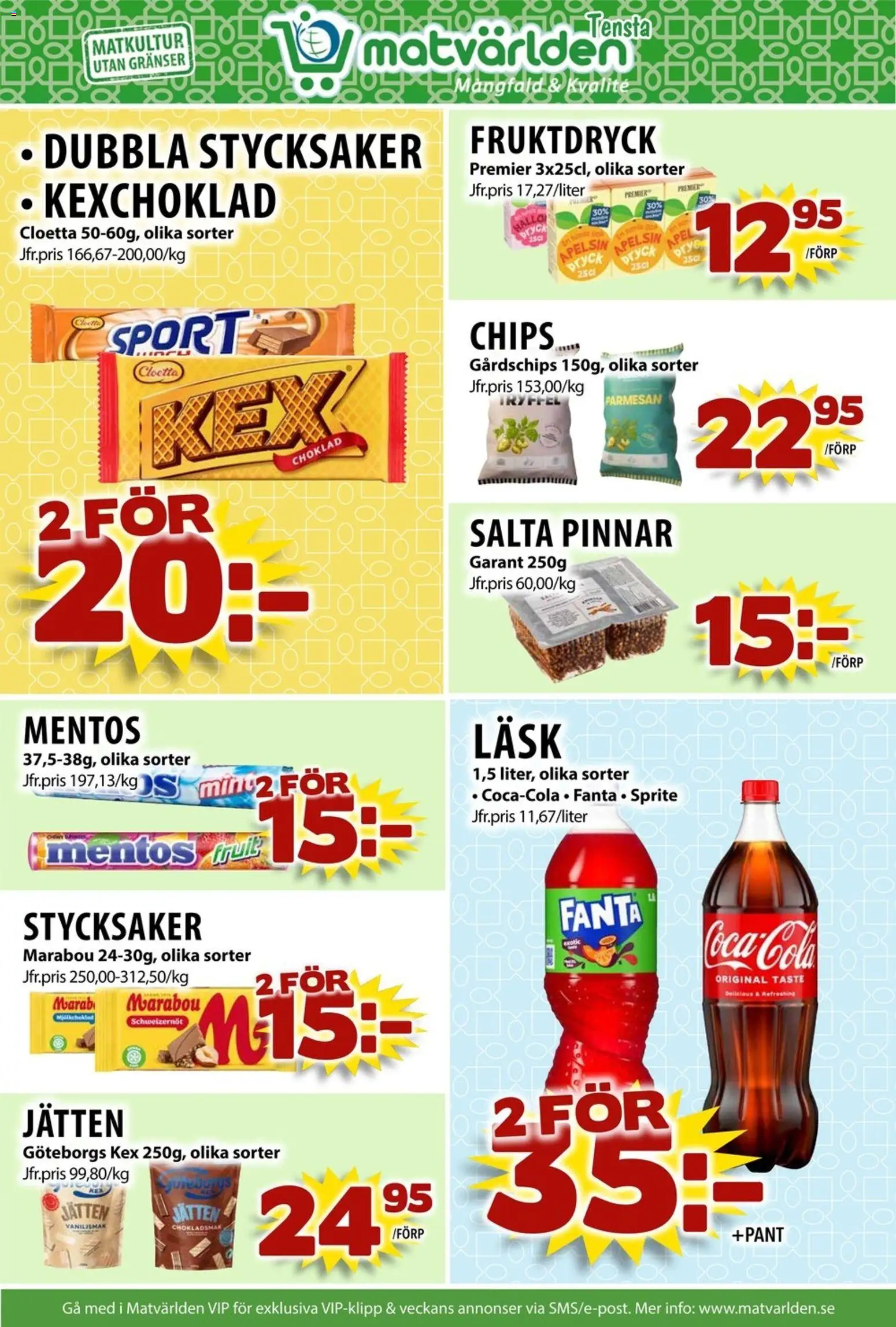 Matvärlden reklamblad aktuell från 27.10.2025 | Sida: 7 | Produkter: Chips, Fanta, Sprite, Apelsin