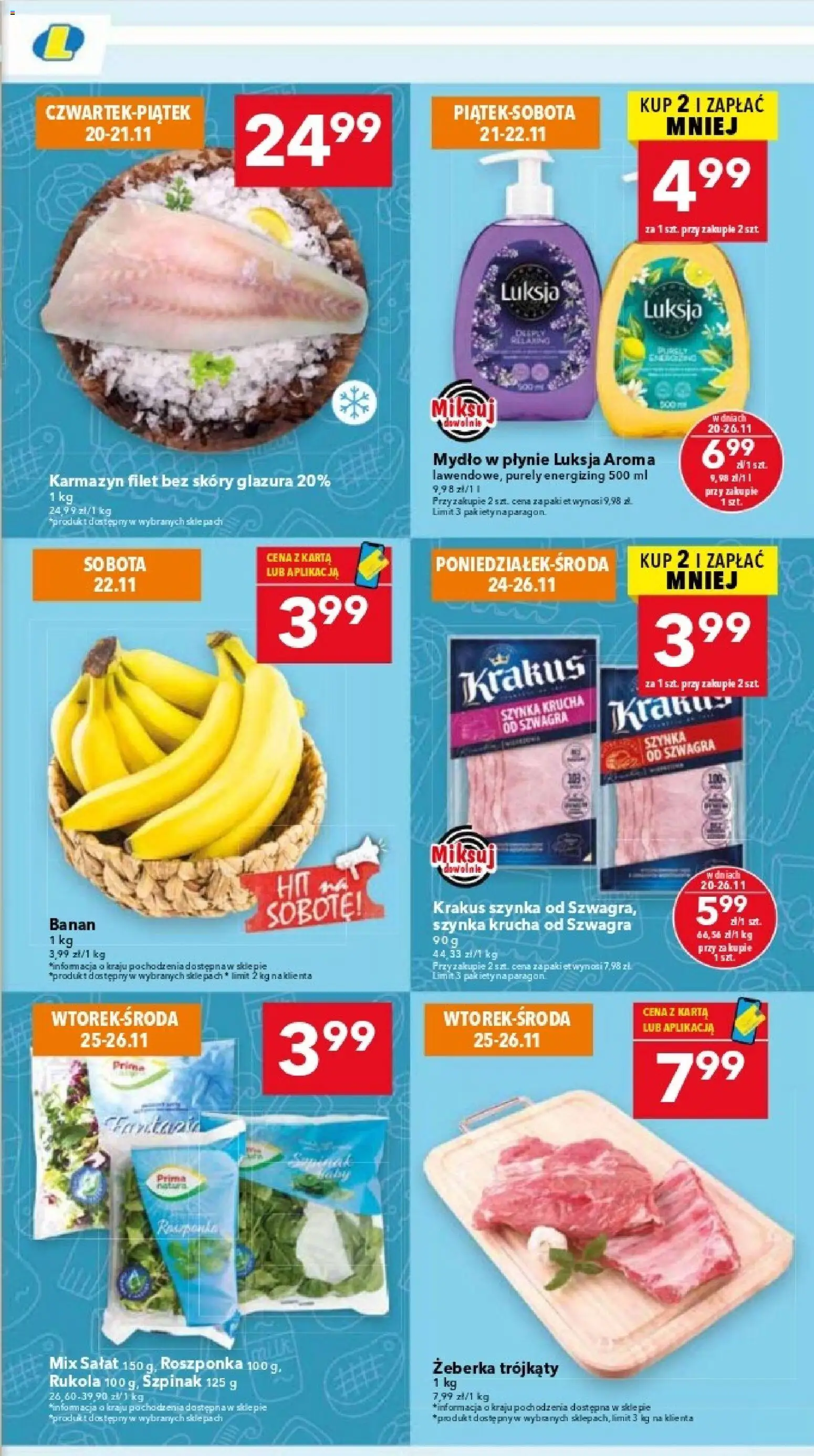 Lewiatan gazetka - Warszawa od 20.11.2025 | Strona: 3 | Produkty: Karta, Szynka, Szpinak, Mix sałat