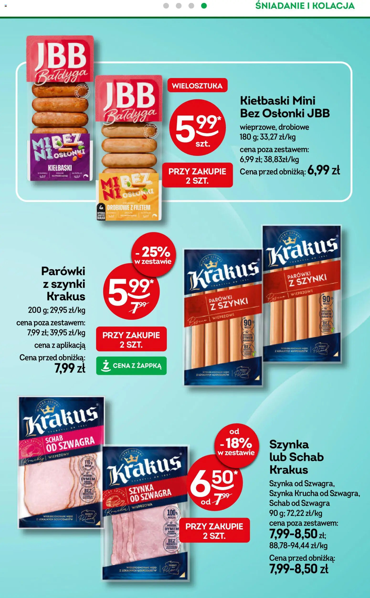 Żabka Gazetka - Codzienne produkty od 28.01.2026 | Strona: 15 | Produkty: Schab, Parówki z szynki, Parówki, Kiełbaski