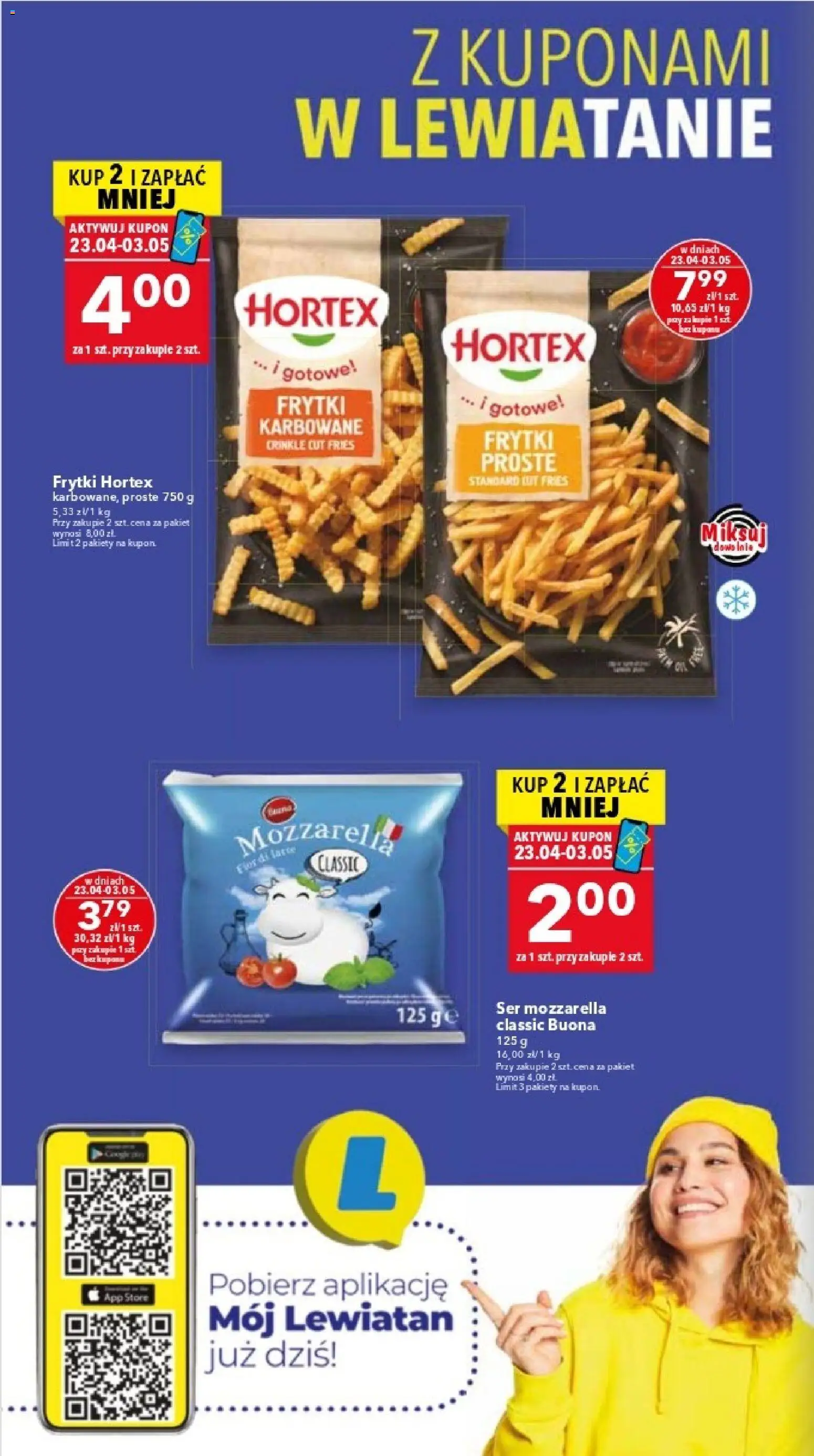 Lewiatan gazetka - Warszawa od 23.04.2026 | Strona: 2 | Produkty: Ser, Mozzarella, Frytki