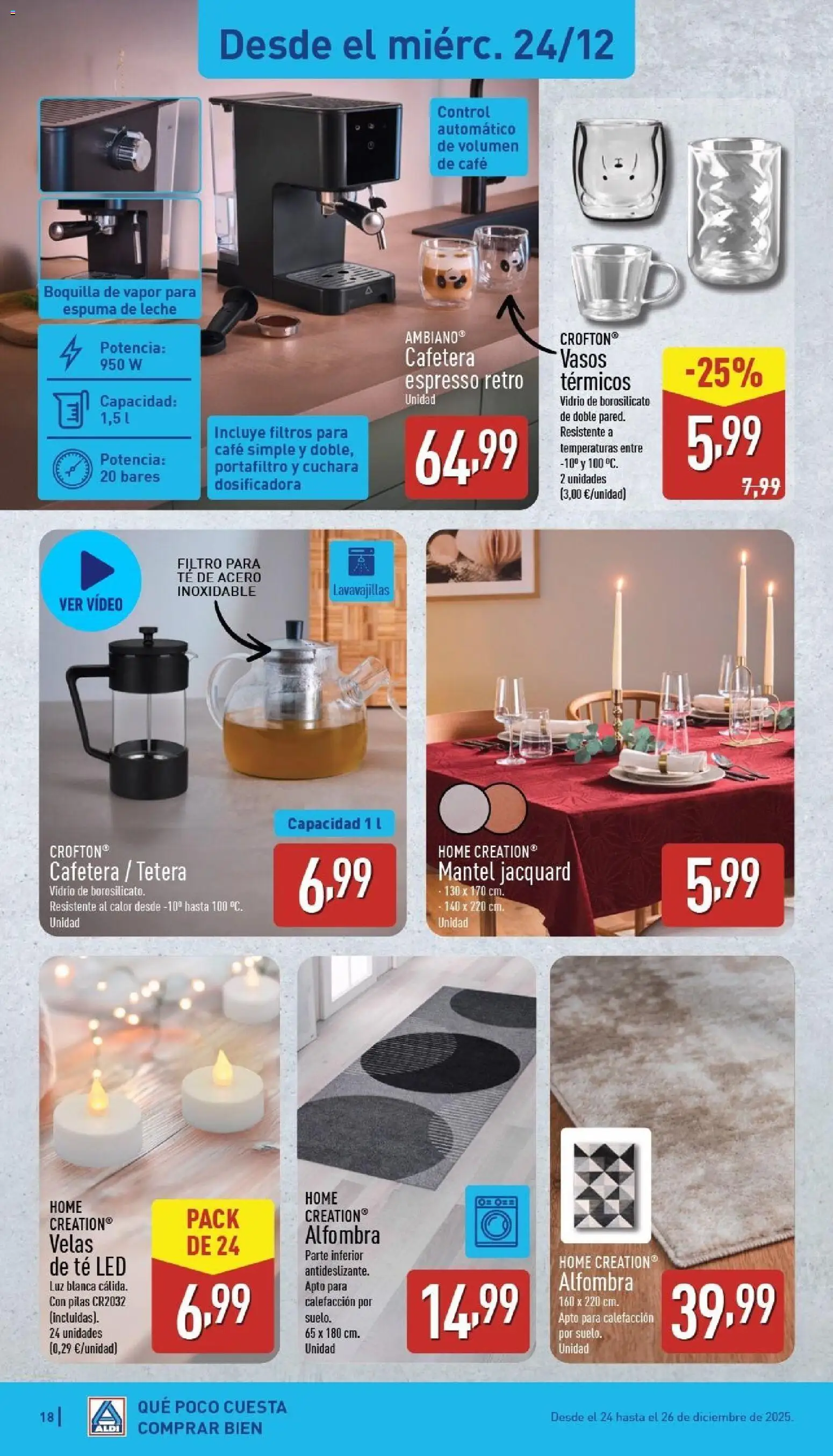 Aldi folleto Península │ válido desde el 22.12.2025 | Página: 18 | Productos: Mantel, Café, Té, Video