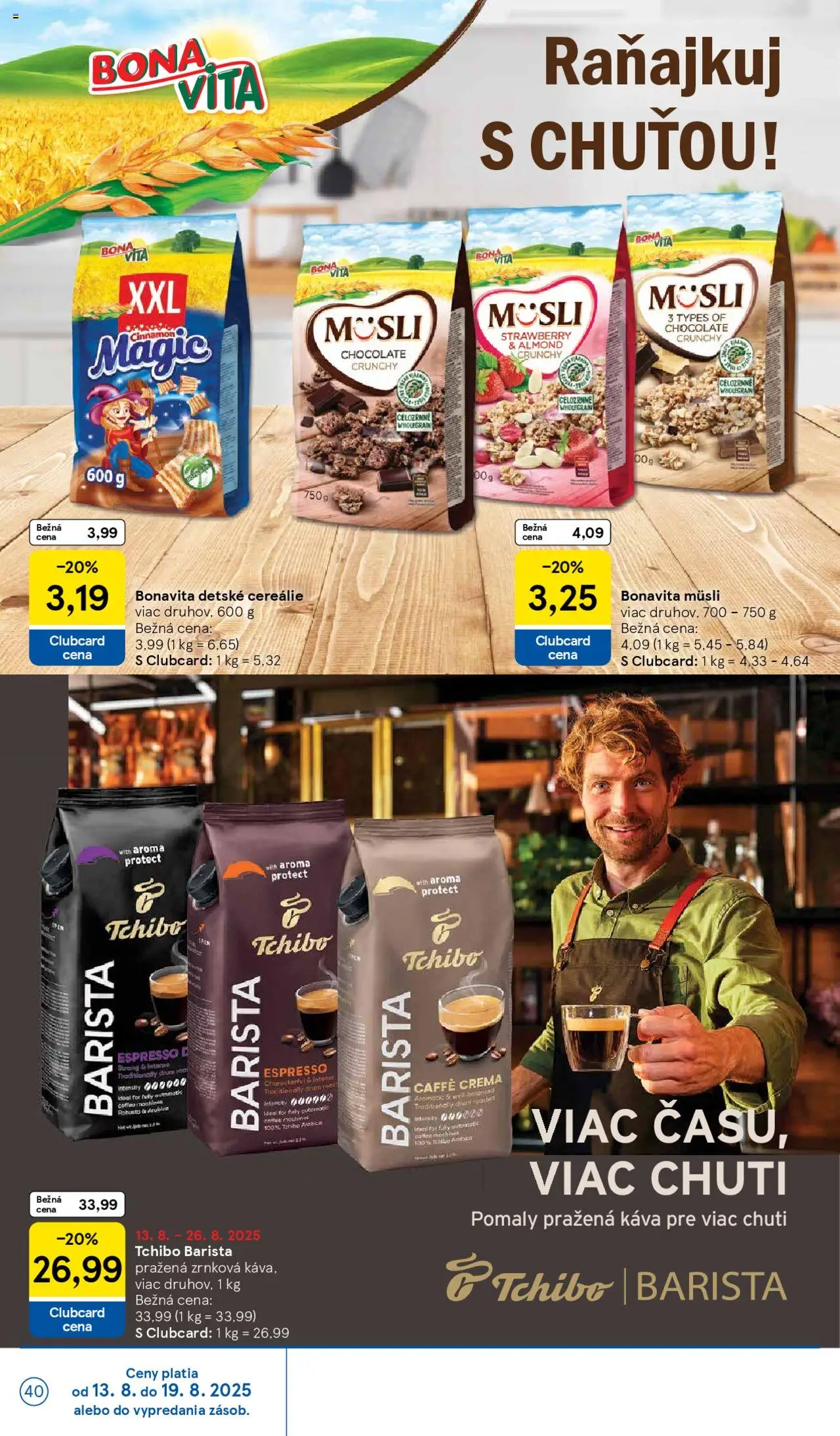 Tesco Hypermarket - leták │ platný od 13.08.2025 | Strana: 40 | Produkty: Káva, Barista, Cereálie