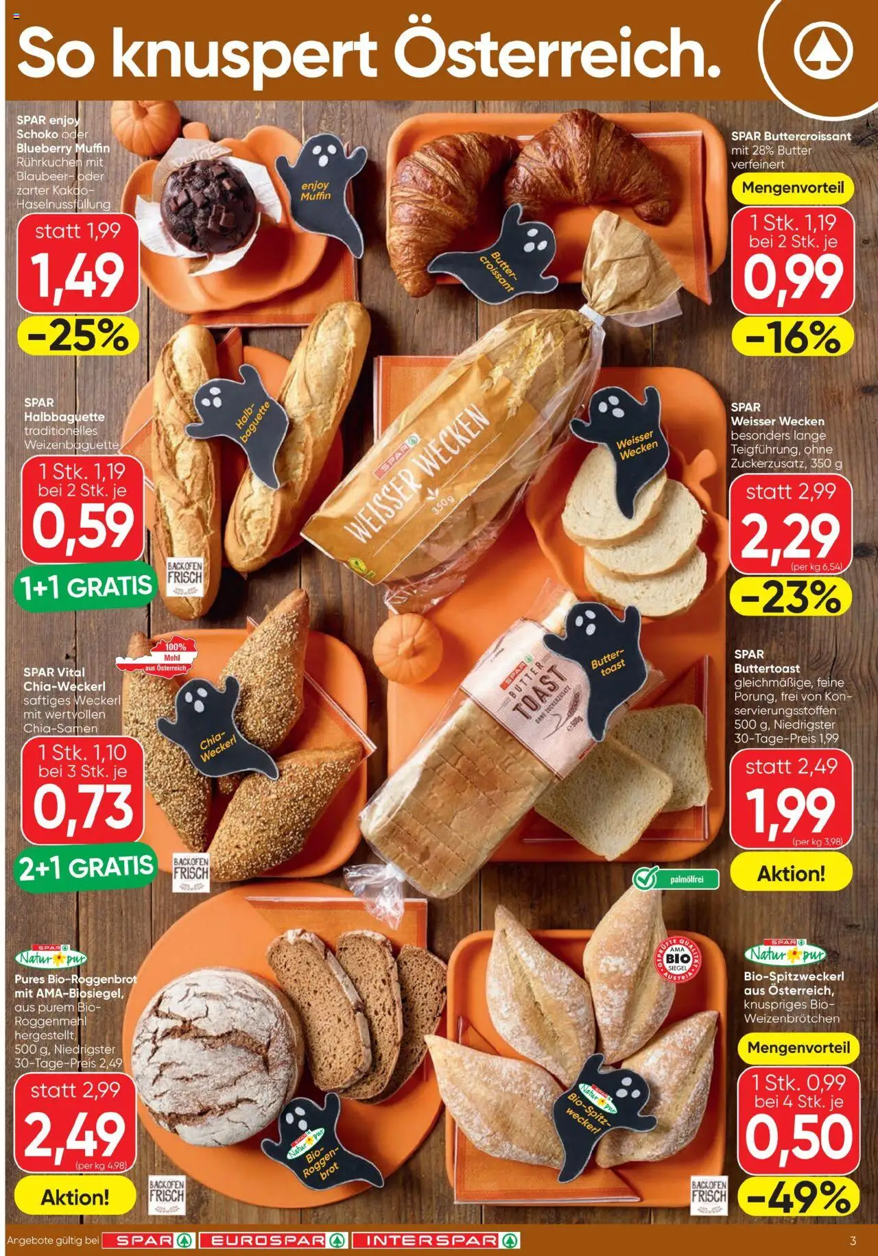 Spar Flugblatt gültig ab 09.10.2025 | Seite: 3 | Produkte: Wecker, Jääkaappipakastin, Butter, Brot