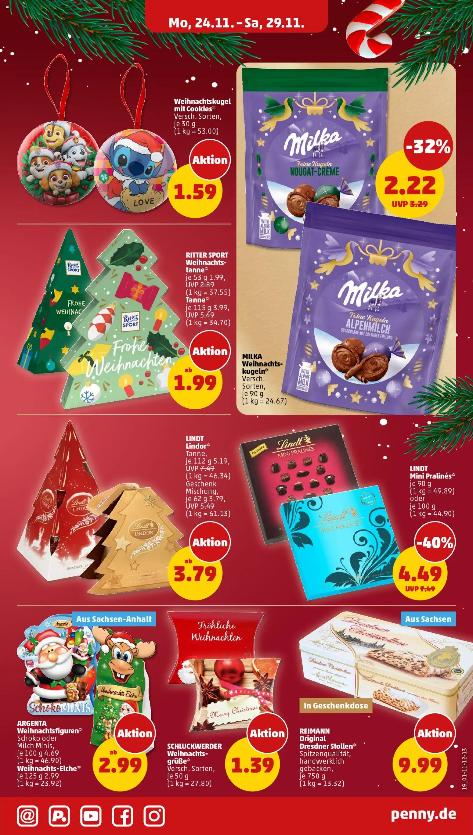 Penny - Black Friday – gültig ab 24.11.2025 | Seite: 19 | Produkte: Milch, Schokolade, Ritter sport, Lindt
