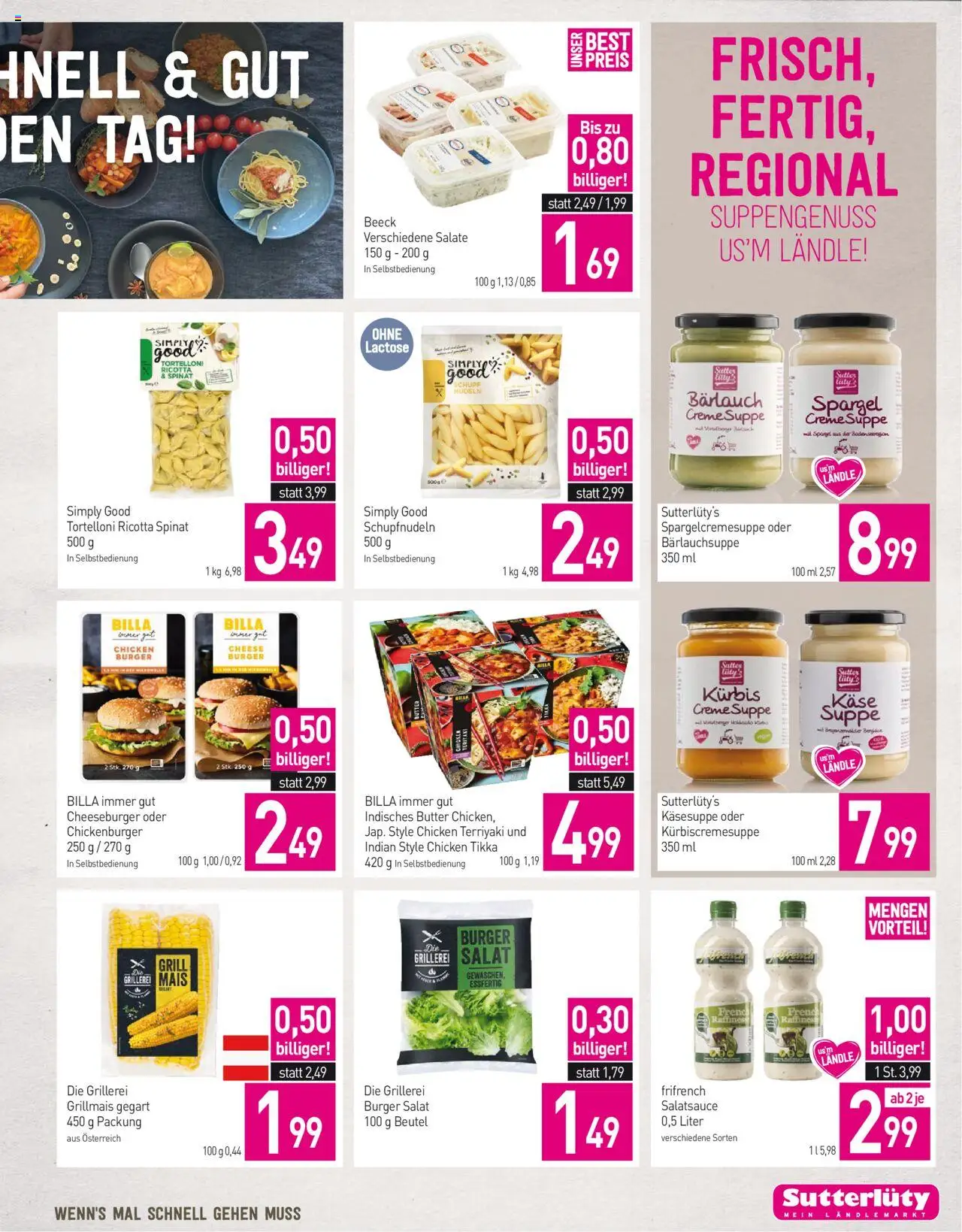 Sutterlüty Flugblatt gültig ab 21.08.2025 | Seite: 15 | Produkte: Salat, Kürbis, Butter, Käse