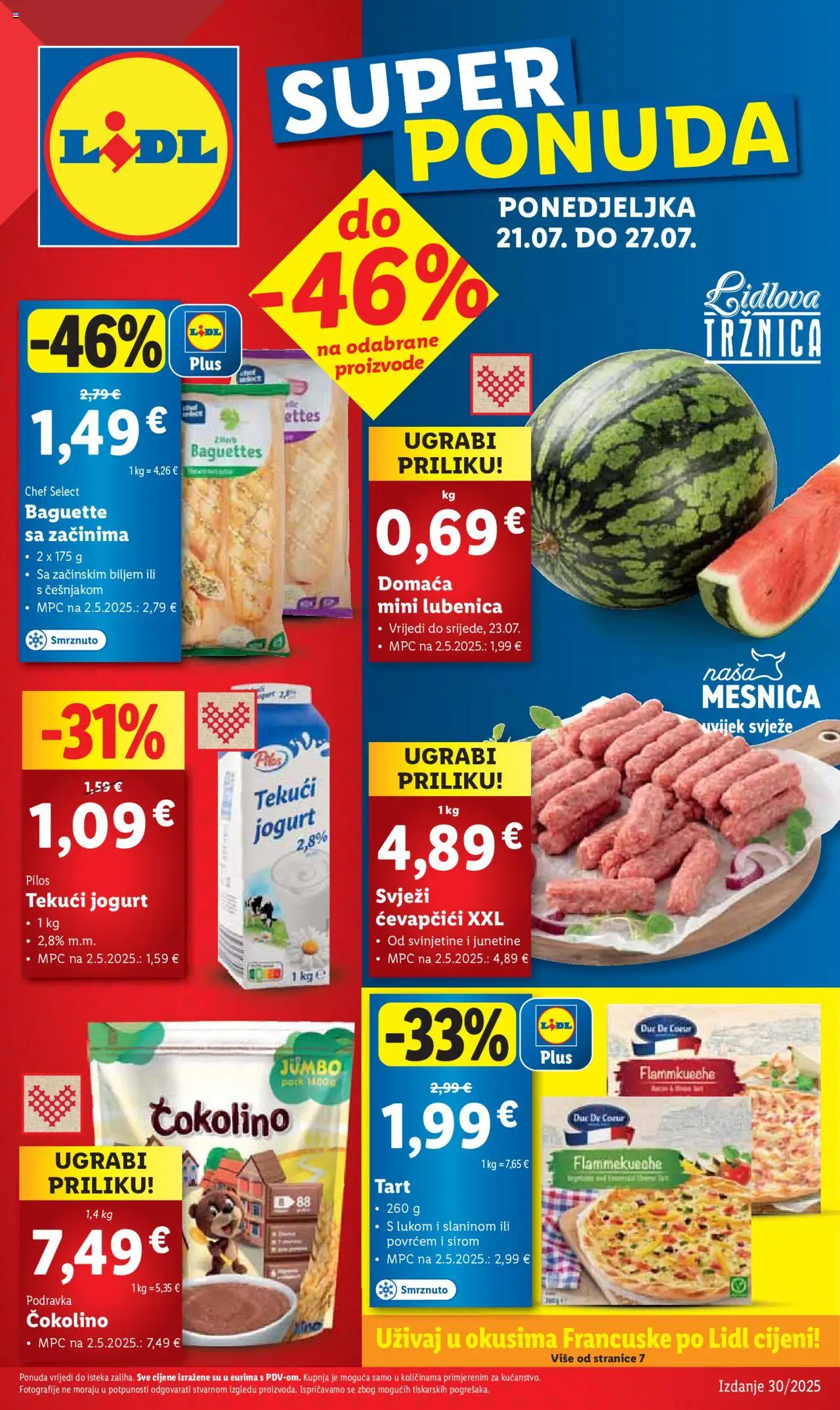 Lidl katalog | vrijedi od 21.07.2025 | Stranica: 1 | Proizvodi: Jogurt, Ćevapčići, Lubenica, Čokolino
