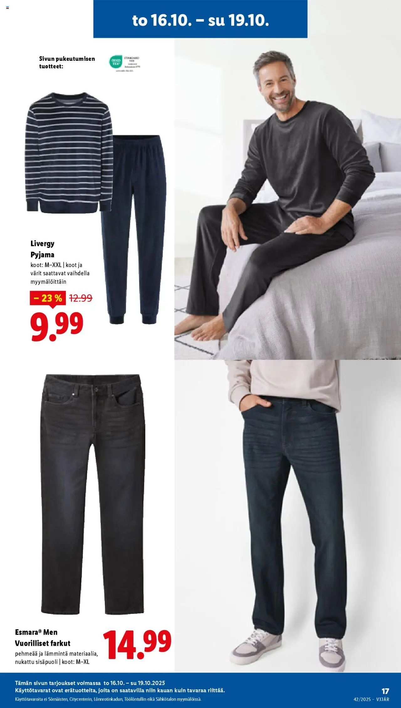 Lidl tarjoukset – voimassa 16.10.2025 alkaen | Sivu: 23 | Tuotteet: Pyjama, Farkut