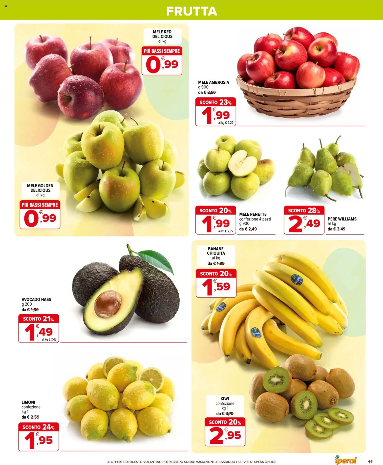 Volantino Iperal del 25.03.2026 | Pagina: 11 | Prodotti: Mele, Banane, Kiwi, Frutta