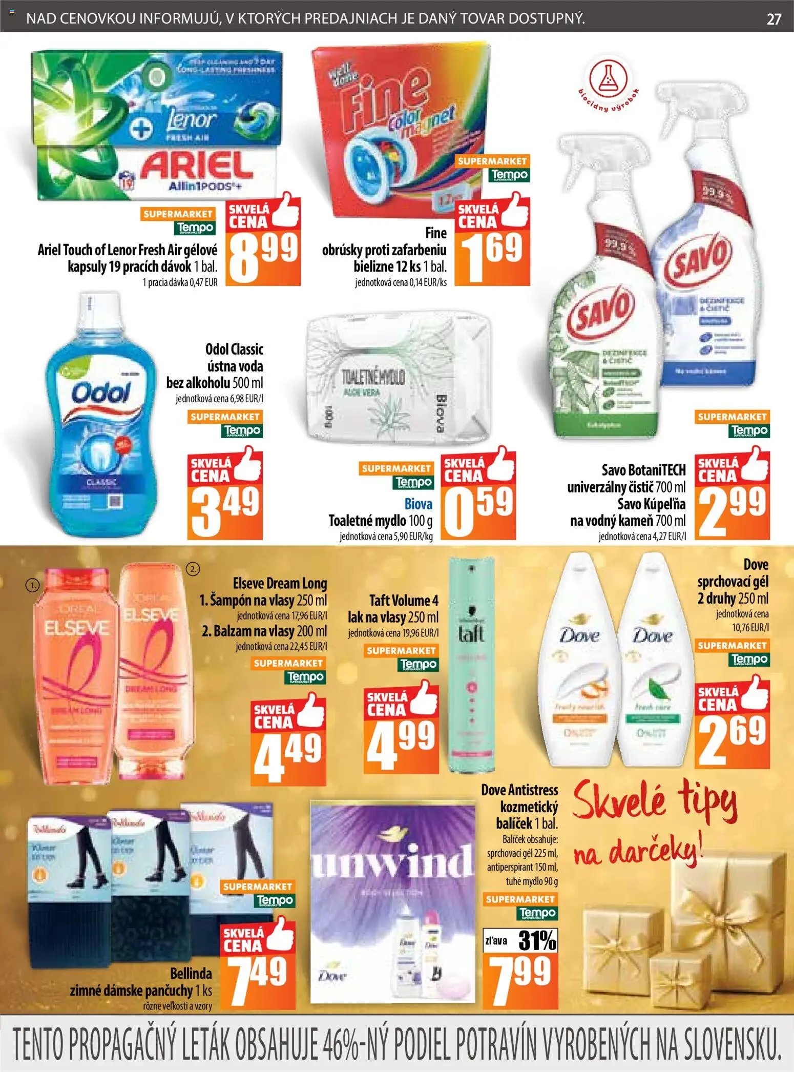 Nové COOP Jednota akcie – leták je platný od 20.11.2025 | Strana: 27 | Produkty: Kúpelňa, Šampón, Mydlo, Voda