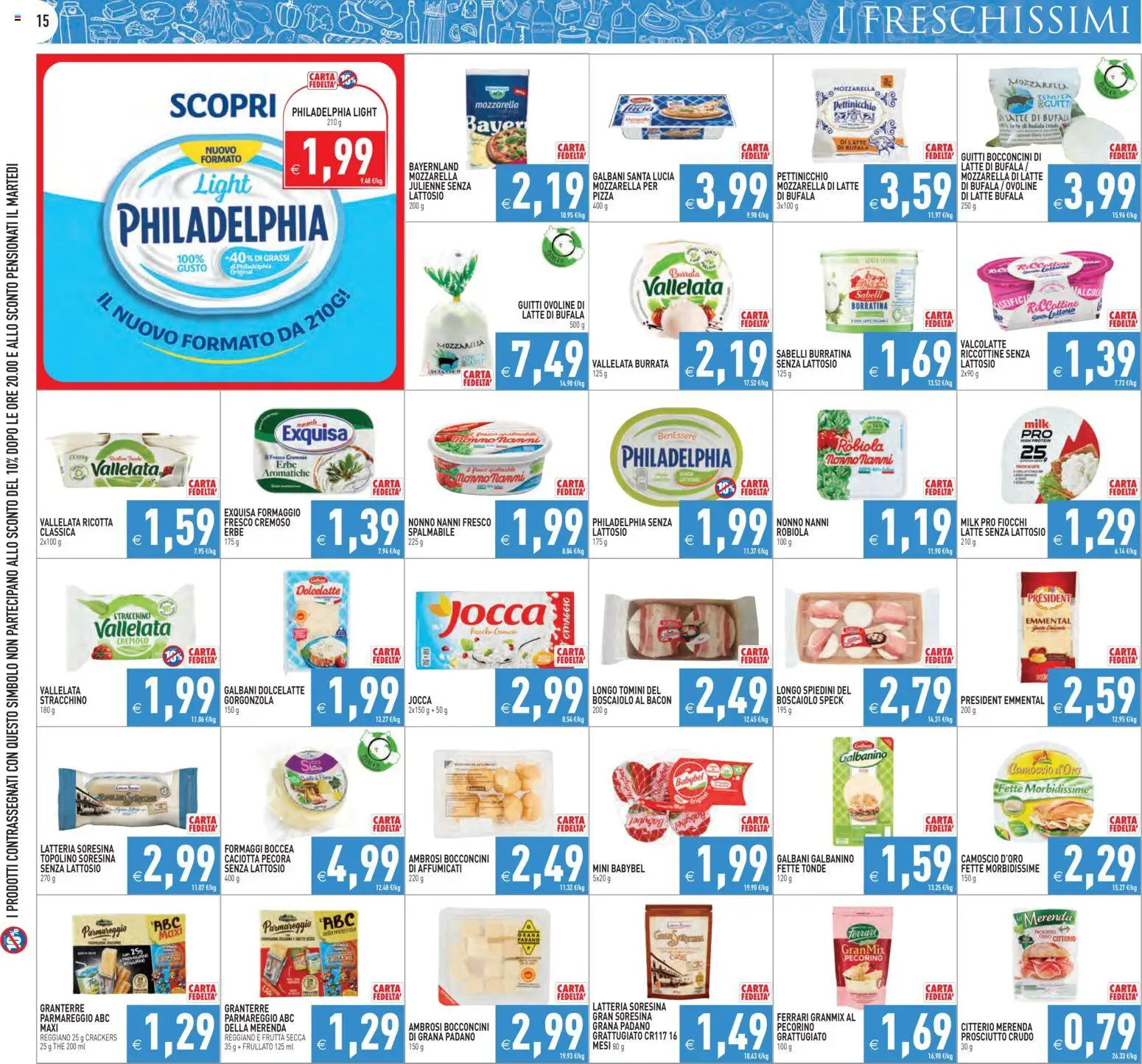Volantino PIM Supermercati del 16.01.2026 | Pagina: 15 | Prodotti: Prosciutto, Tonno, Latte senza lattosio, Burrata