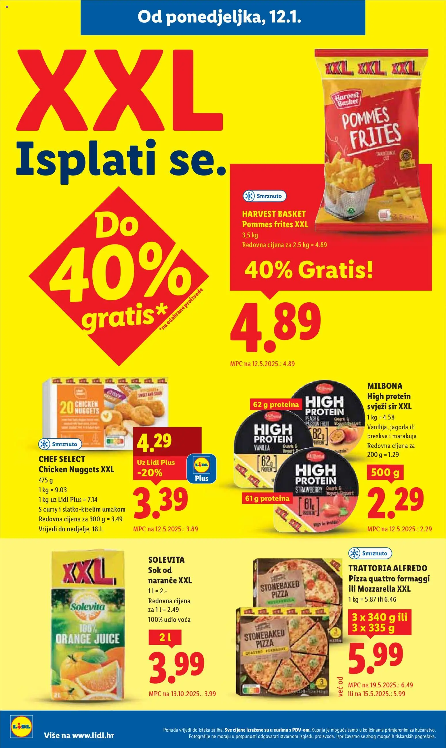 Lidl katalog | vrijedi od 12.01.2026 | Stranica: 12 | Proizvodi: Mozzarella, Sir, Pommes frites, Curry