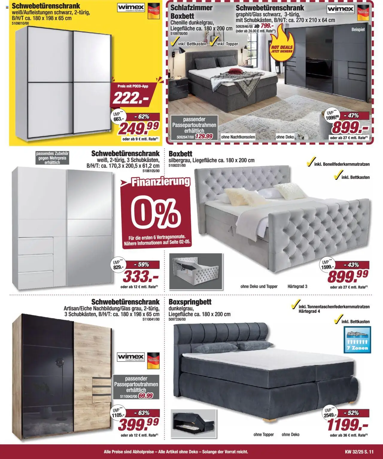 Poco Prospekt 	 - gültig ab dem 02.08.2025 | Seite: 11 | Produkte: Schwebetürenschrank, Boxspringbett, Topper