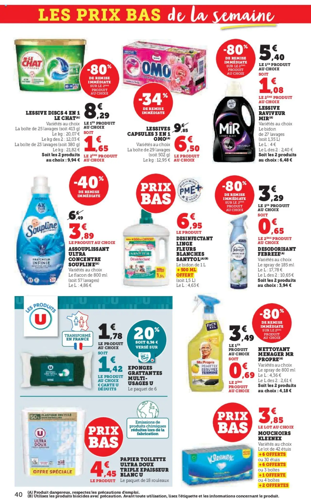  | Page: 40 | Produits: Papier toilette, Désodorisant, Mouchoirs, Lessive