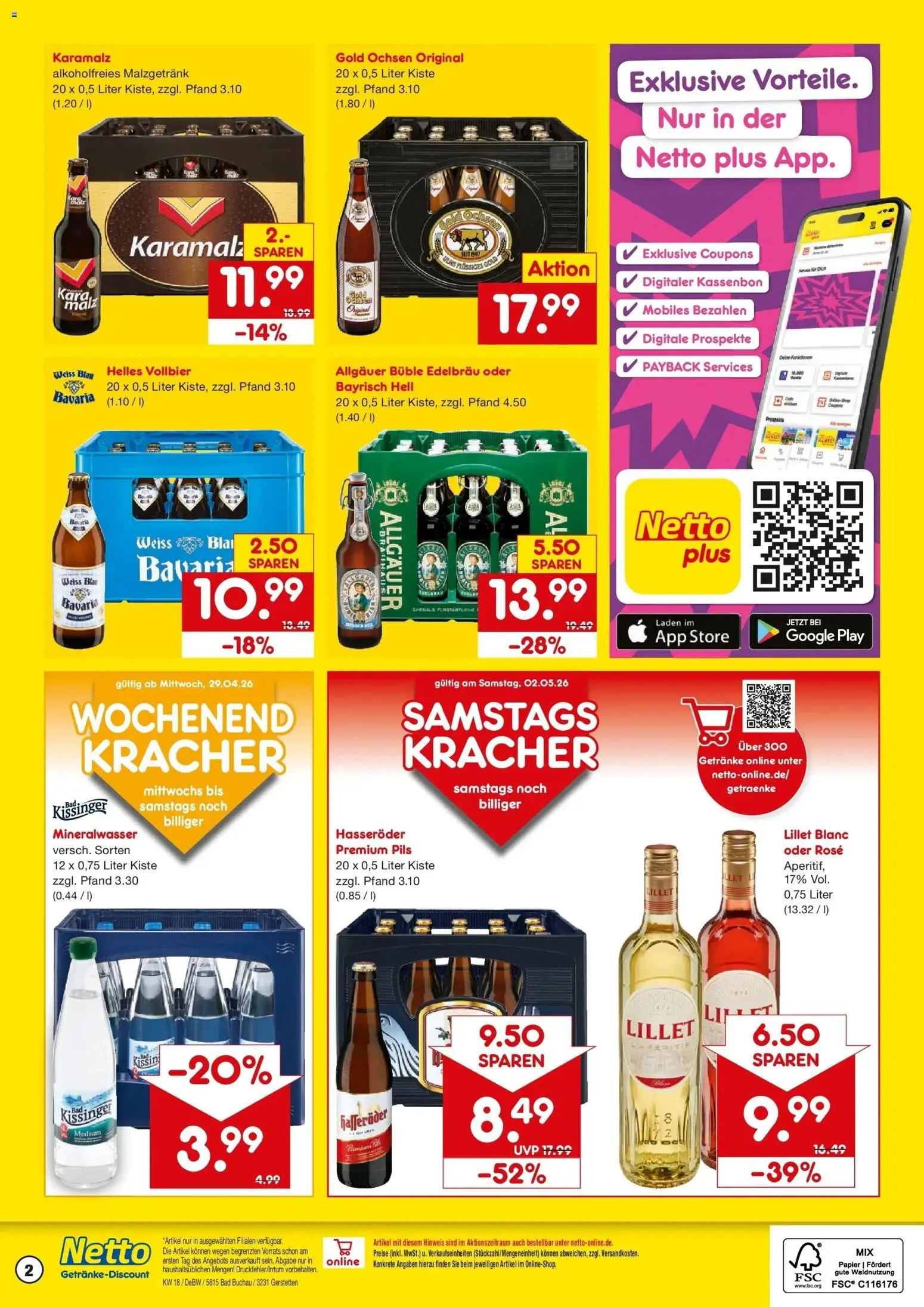 Netto Marken-Discount Prospekt Gerstetten	 – gültig ab 27.04.2026 | Seite: 2 | Produkte: Bad, Pils, Lillet, Hasseröder