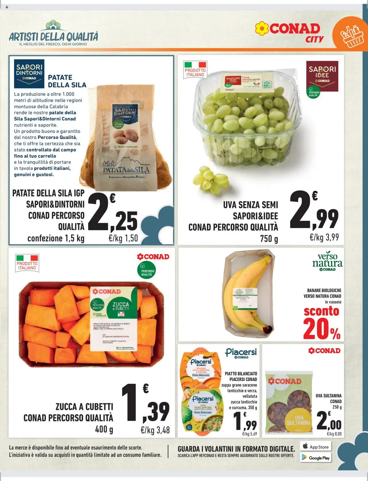 Volantino Conad del 10.10.2025 | Pagina: 9 | Prodotti: Banane, Patate, Lenticchie, Zucca