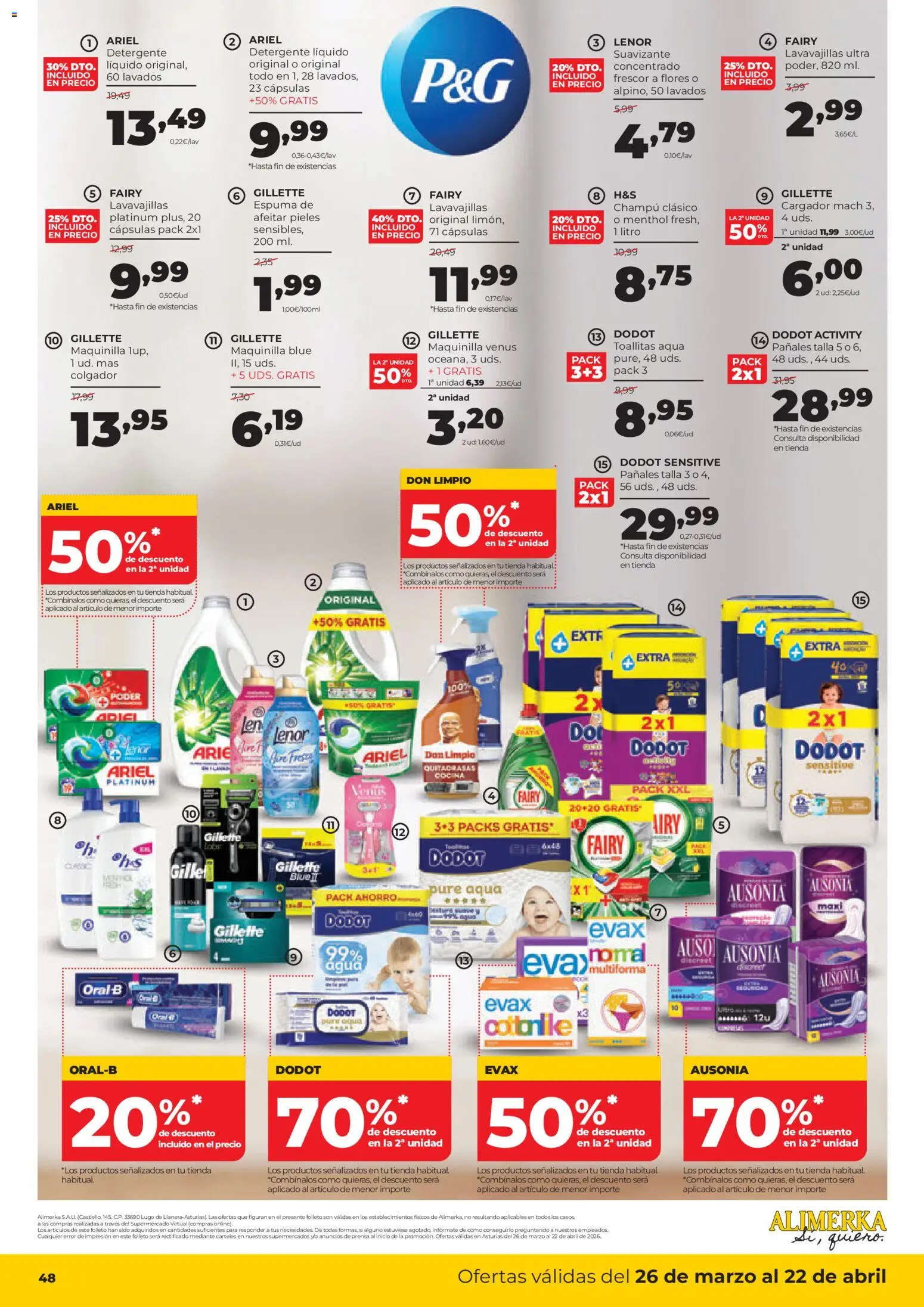 Alimerka folleto Asturias │ válido desde el 26.03.2026 | Página: 49 | Productos: Champú, Detergente líquido, Lavavajillas, Prensa
