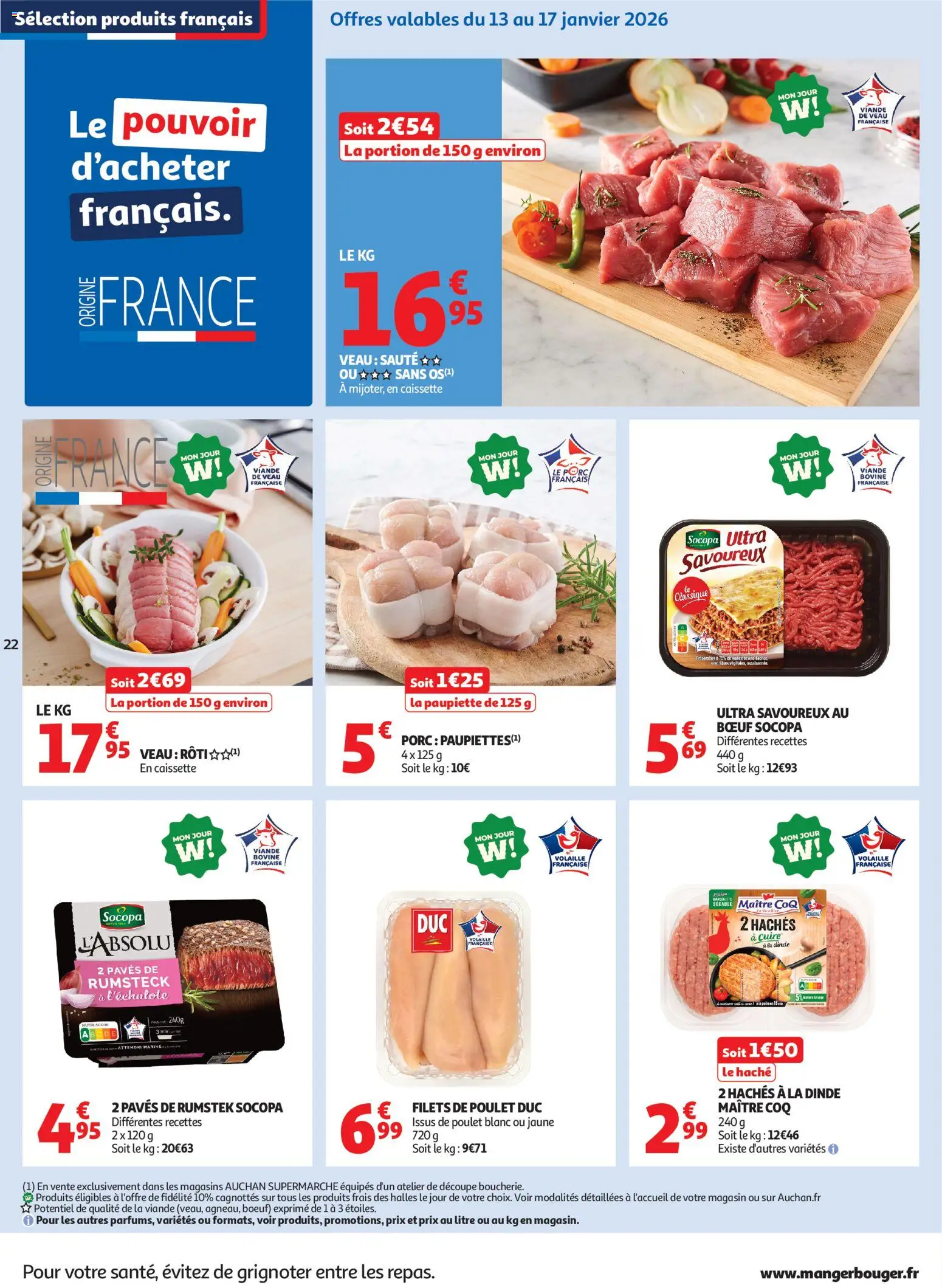 {H1} | Page: 22 | Produits: Volaille, Viande, Porc, Rumsteck