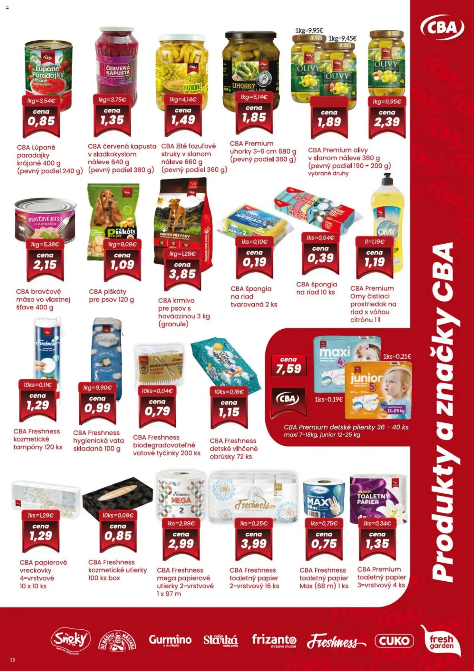 Nové KARMEN CBA akcie – leták je platný od 06.11.2025 | Strana: 15 | Produkty: Kapusta, Toaletný papier, Bravčové mäso, Plienky