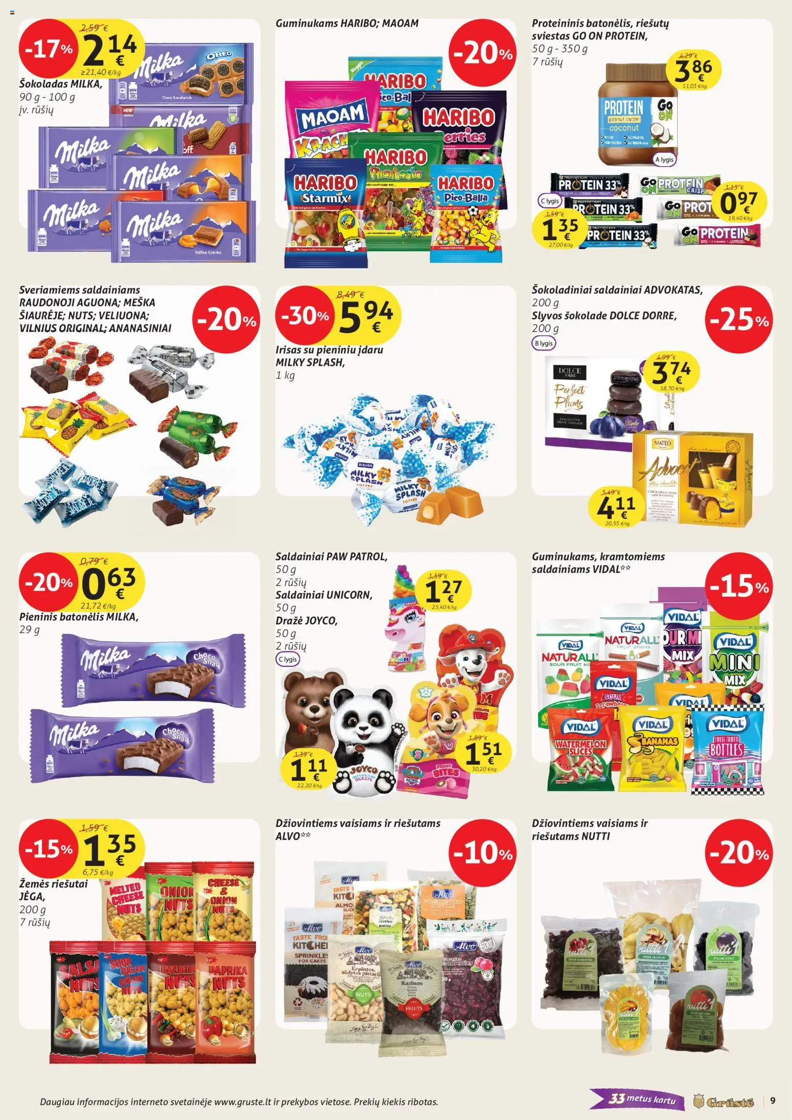 GRUSTE akcijos nuo 11.11.2025 | Puslapis: 9 | Prekių: Riešutai, Paprika, Šokoladas, Saldainiai
