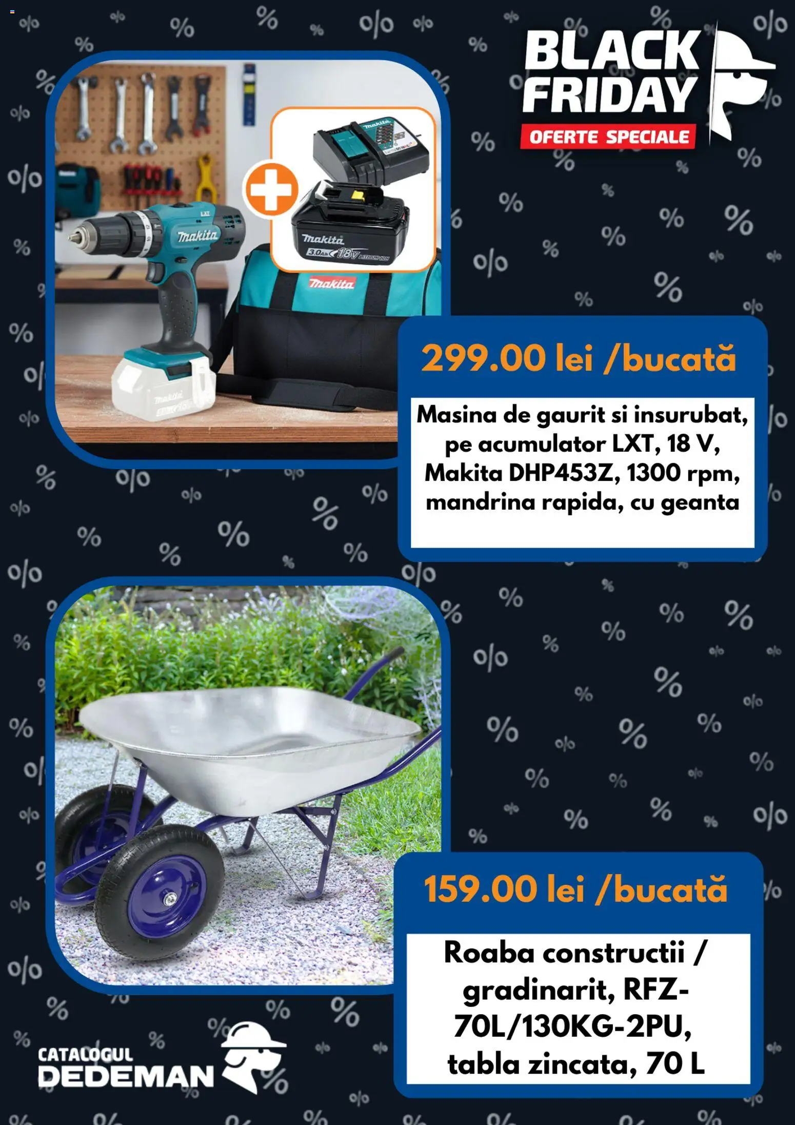 Noul catalog Dedeman – valabil de la 07.11.2025 | Pagină: 3 | Produse: Mașină de găurit, Geantă, Tablă, Roabă