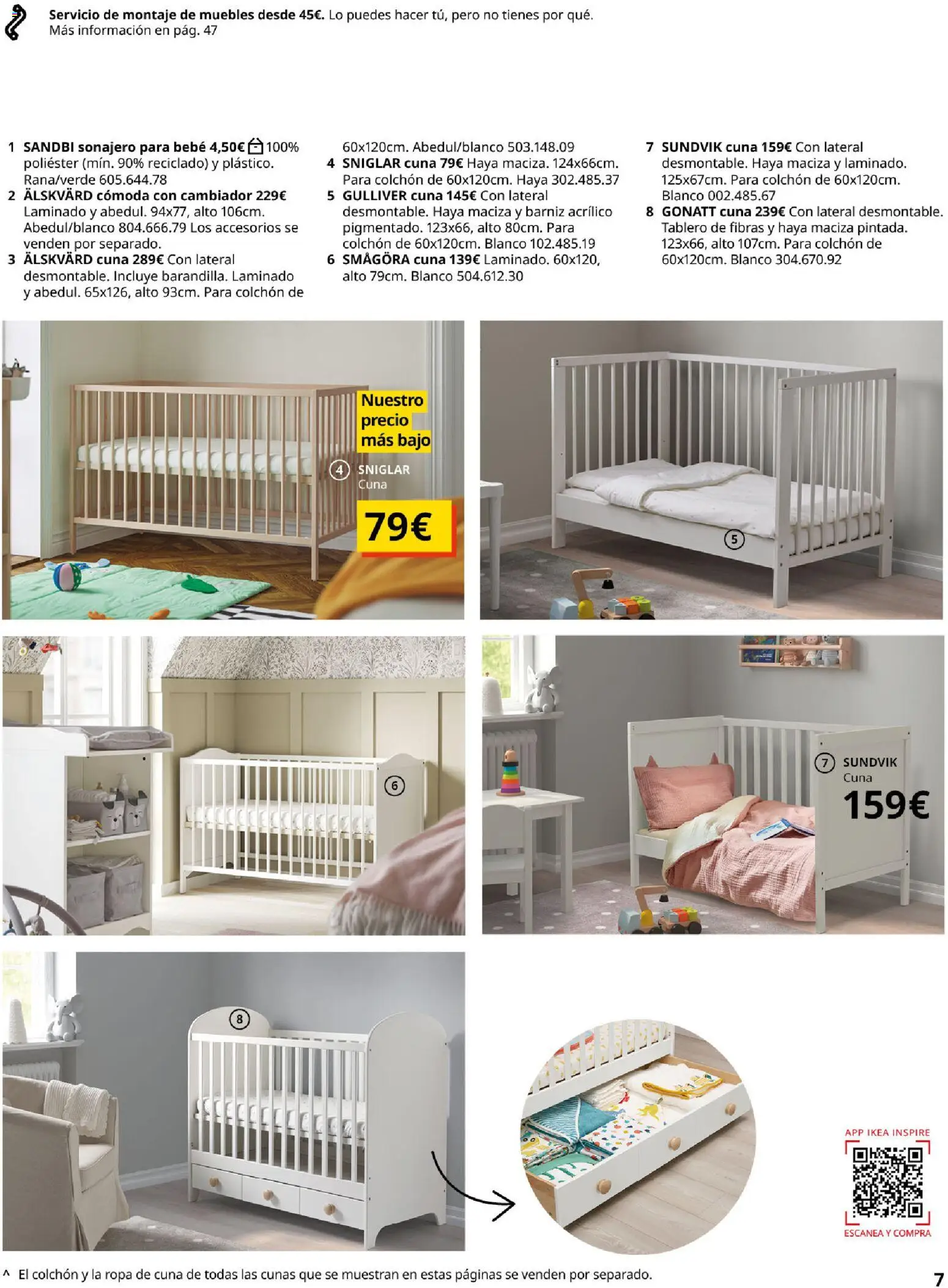 Catálogo IKEA  y los niños  │ válido desde el 06.03.2026 | Página: 7 | Productos: Colchon, Ropa, Muebles, Cuna