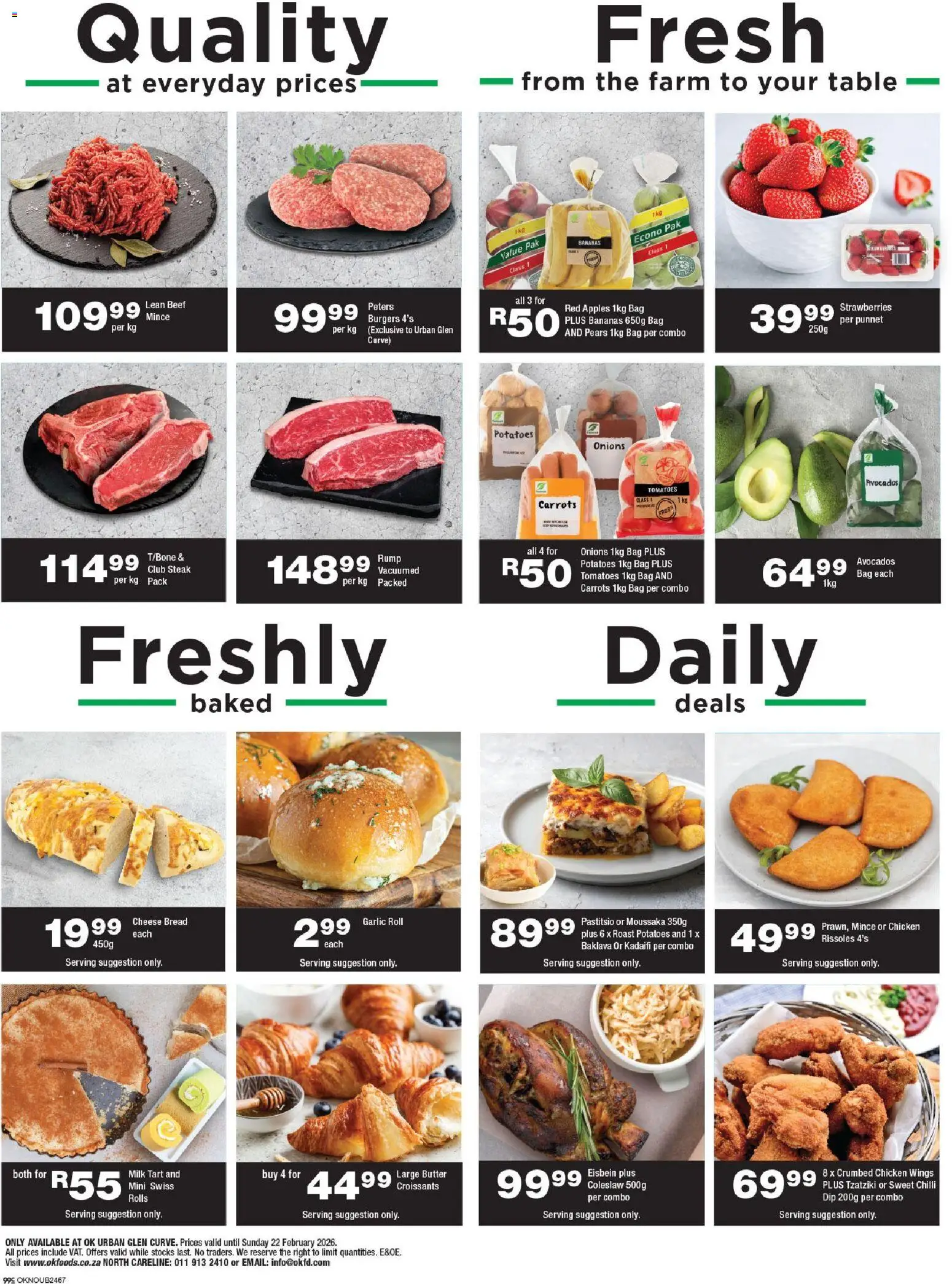New OK Foods catalogue – valid from 11.02.2026 | Page: 2 | Products: Pears, Butter, Cheese, Avocados