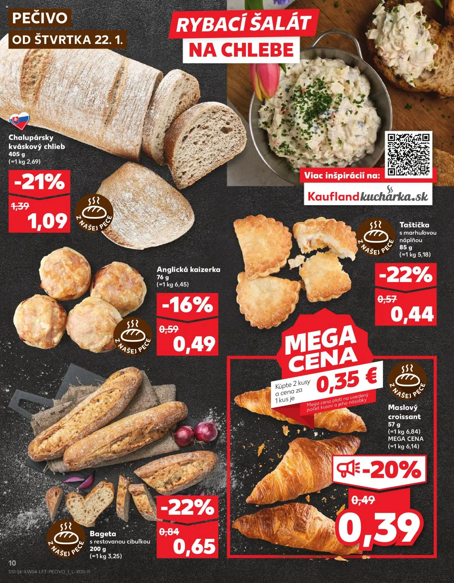 Kaufland SK akciós ujság - amely érvényes a következő dátumtól: 22.01.2026 | Oldal: 10 | Termékek: Croissant