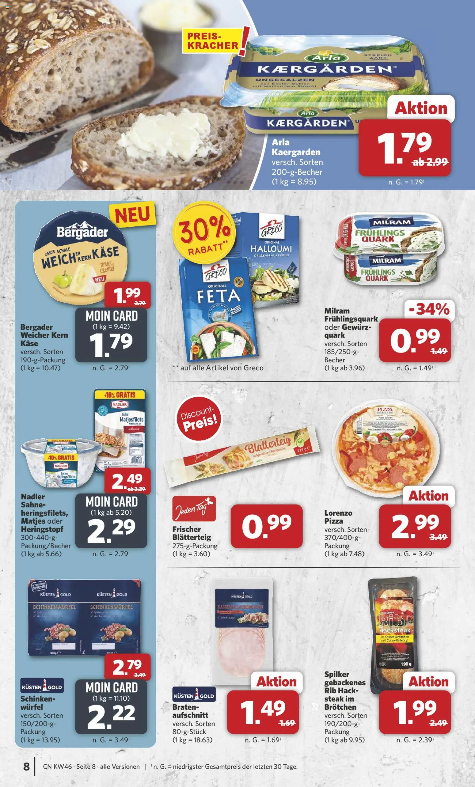 Combi Prospekt 	 – gültig ab 10.11.2025 | Seite: 8 | Produkte: Quark, Käse, Salami, Steak