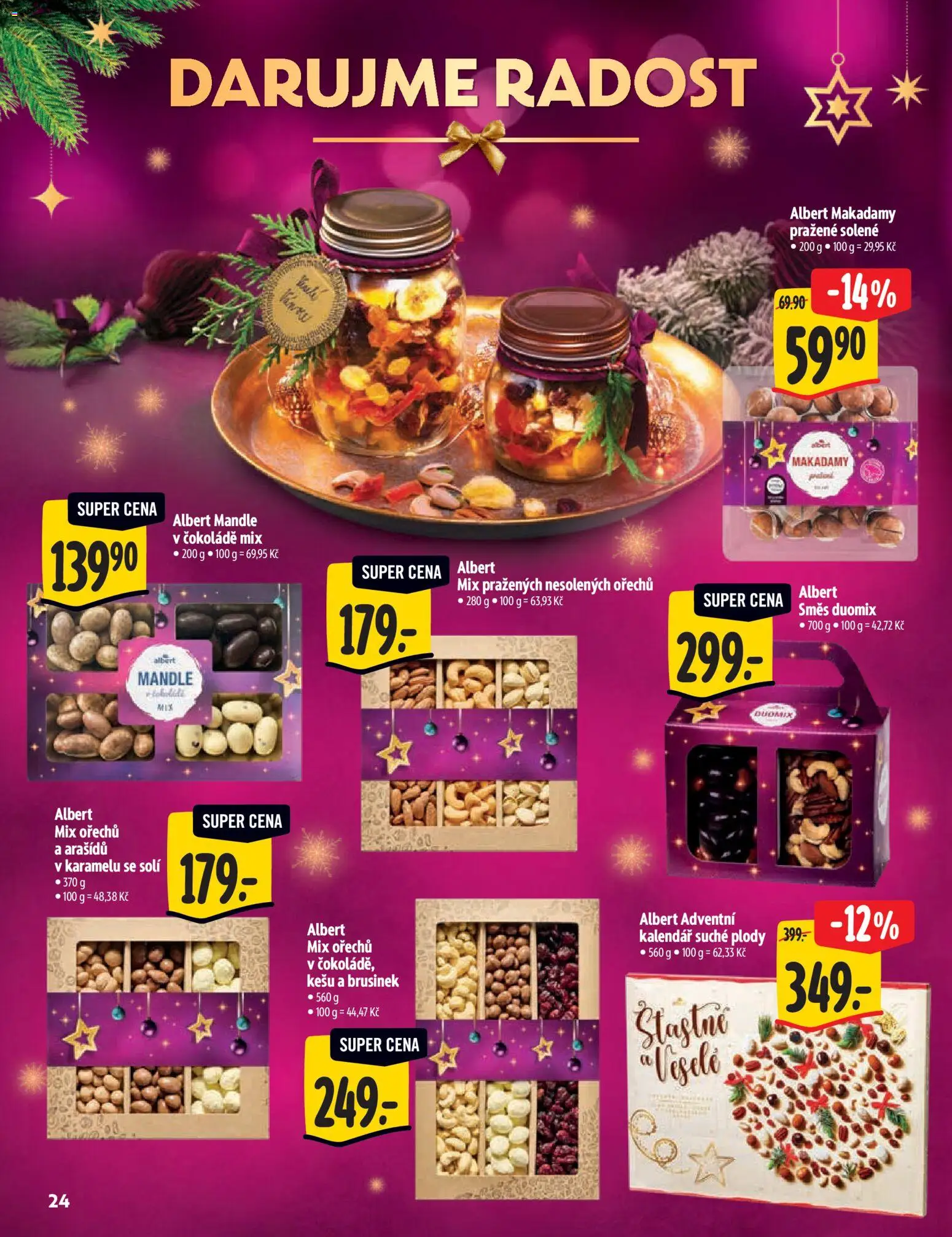 Albert katalog - Hypermarket od 29.10.2025 | Strana: 24 | Produkty: Kešu, Mix ořechů, Kalendář, Mandle