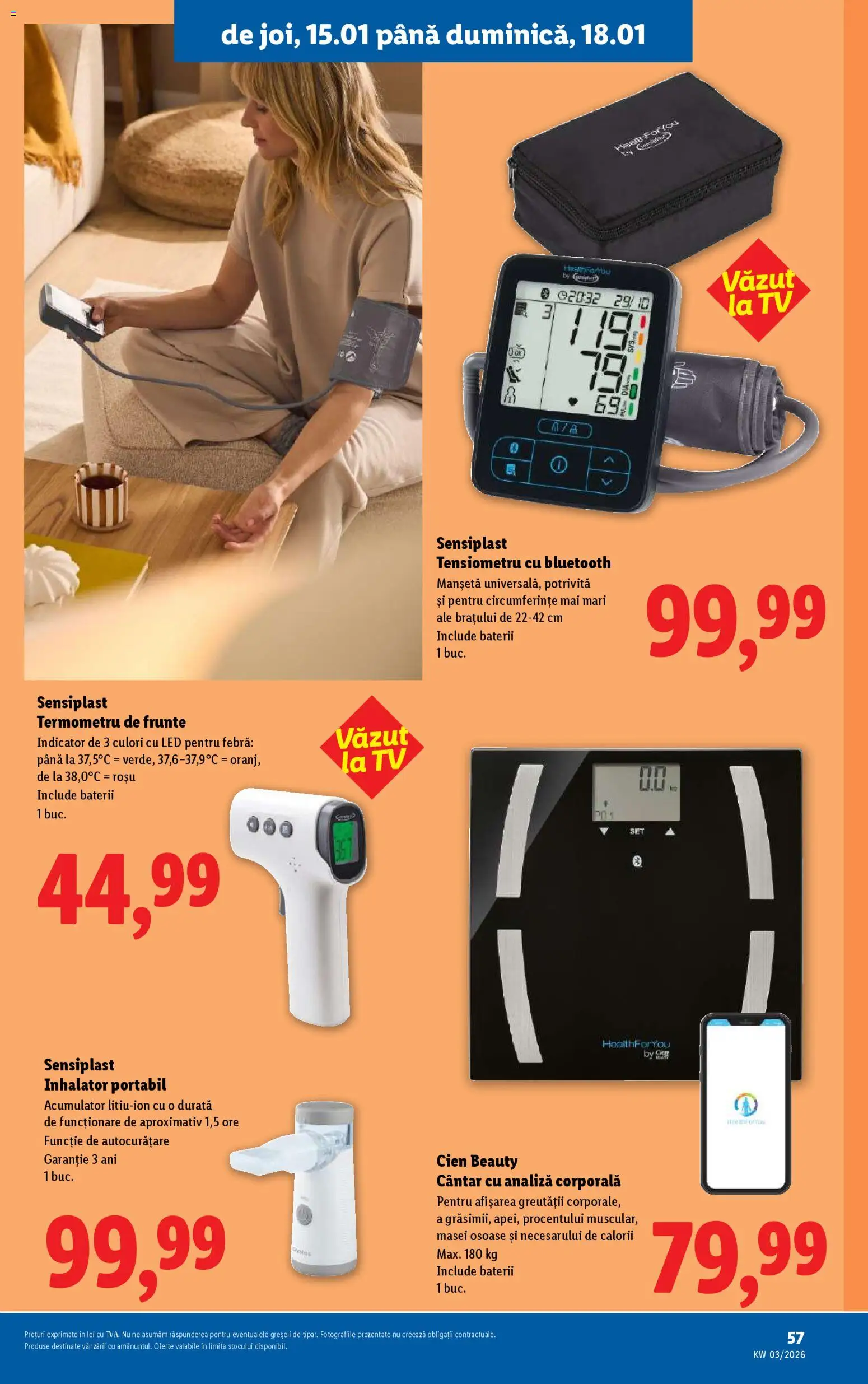 Noul catalog Lidl – valabil de la 12.01.2026 | Pagină: 57 | Produse: Tensiometru, Monitor, Cântar, Babak