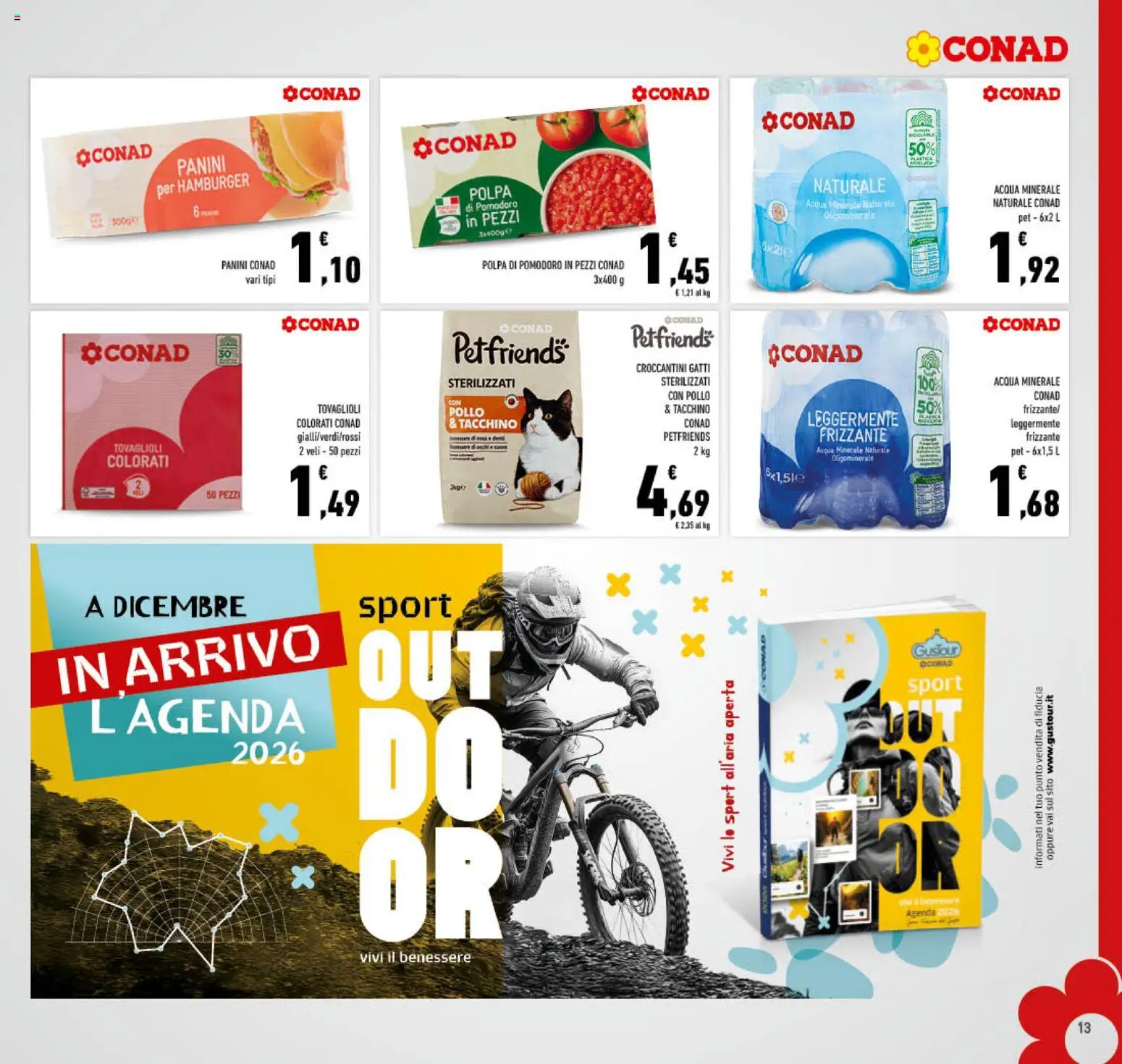 Volantino Conad del 19.11.2025 | Pagina: 13 | Prodotti: Acqua, Tacchino, Pomodoro, Hamburger