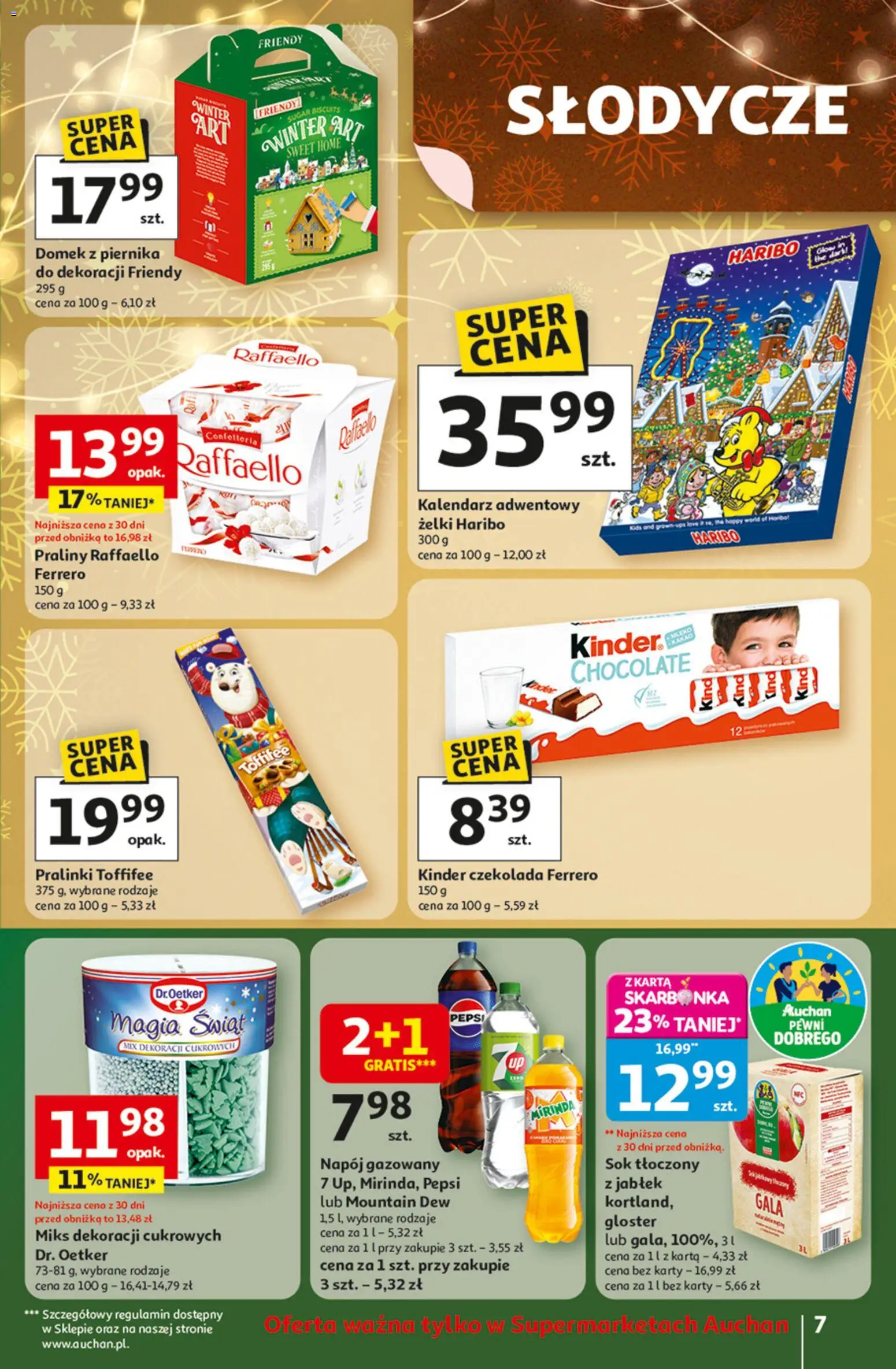 Auchan Gazetka od 27.11.2025 | Strona: 7 | Produkty: Praliny, Kalendarz adwentowy, Toffifee, Żelki