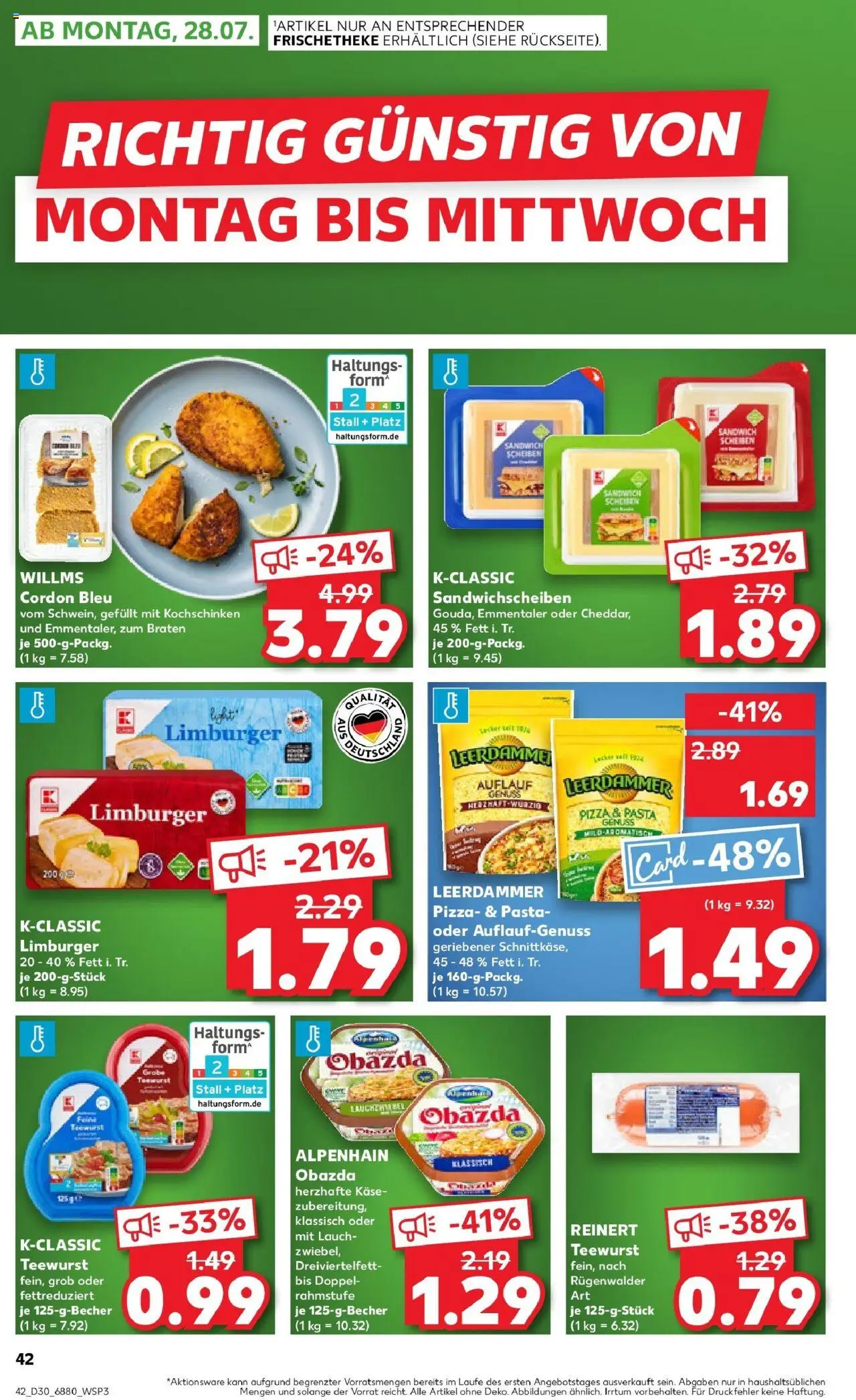 Kaufland prospekt Völklingen	 - gültig ab dem 24.07.2025 | Seite: 42 | Produkte: Käse, Leerdammer, Pasta, Pizza