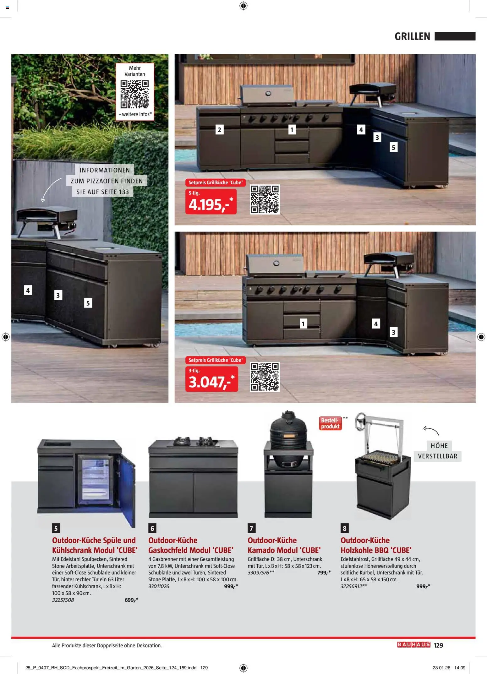 Bauhaus Freizeit im Garten – gültig ab 02.03.2026 | Seite: 129 | Produkte: Tür, Kühlschrank, Unterschrank