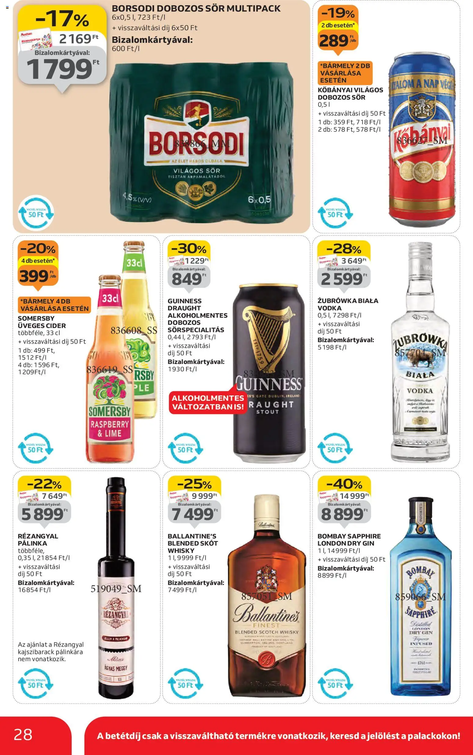 Auchan akciós ujság - amely érvényes a következő dátumtól: 06.11.2025 | Oldal: 28 | Termékek: Lime, Cider, Sör, Vodka