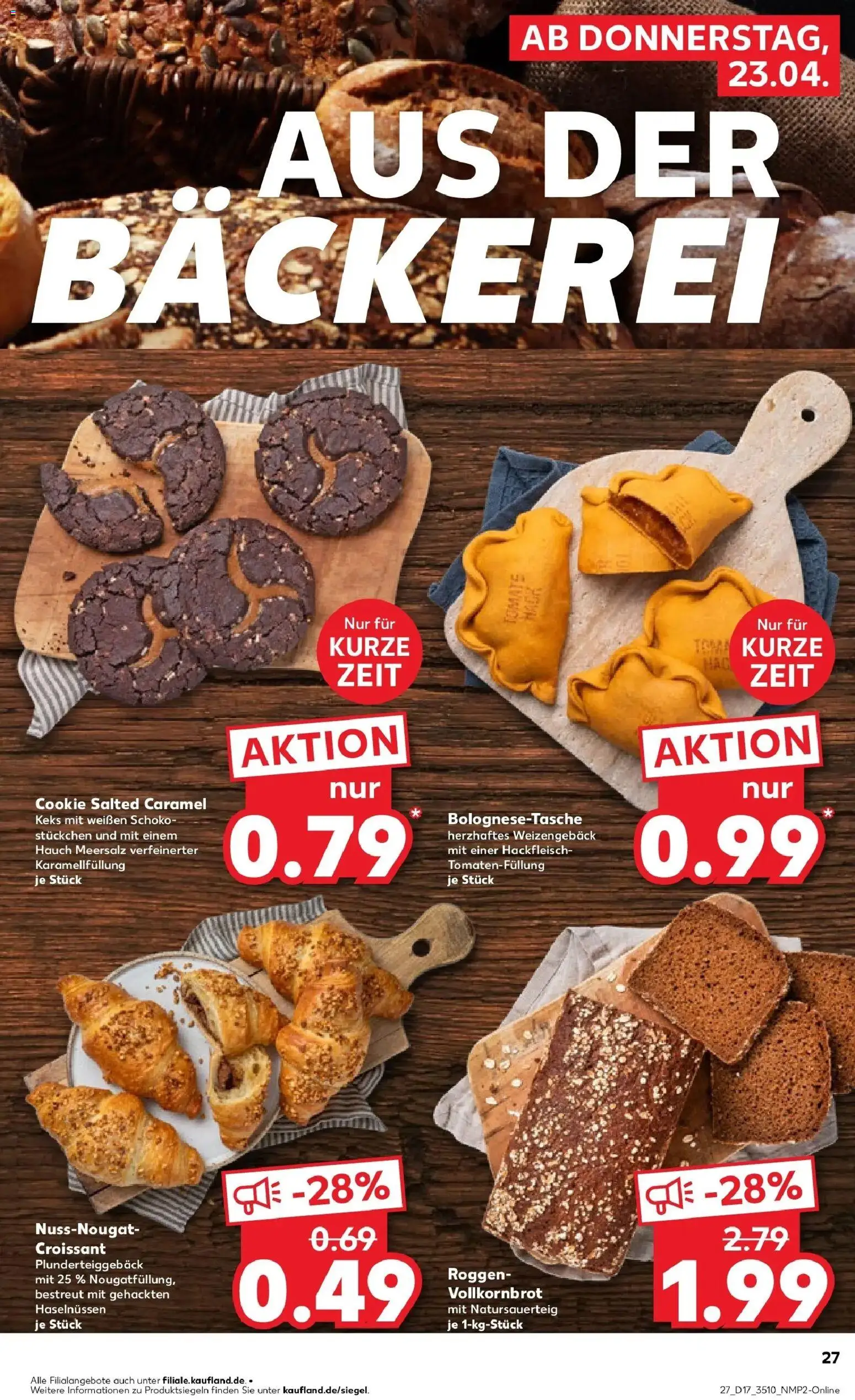 Kaufland Prospekt Weißenfels	 – gültig ab 23.04.2026 | Seite: 27 | Produkte: Bäckerei, Vollkornbrot, Croissant, Hackfleisch