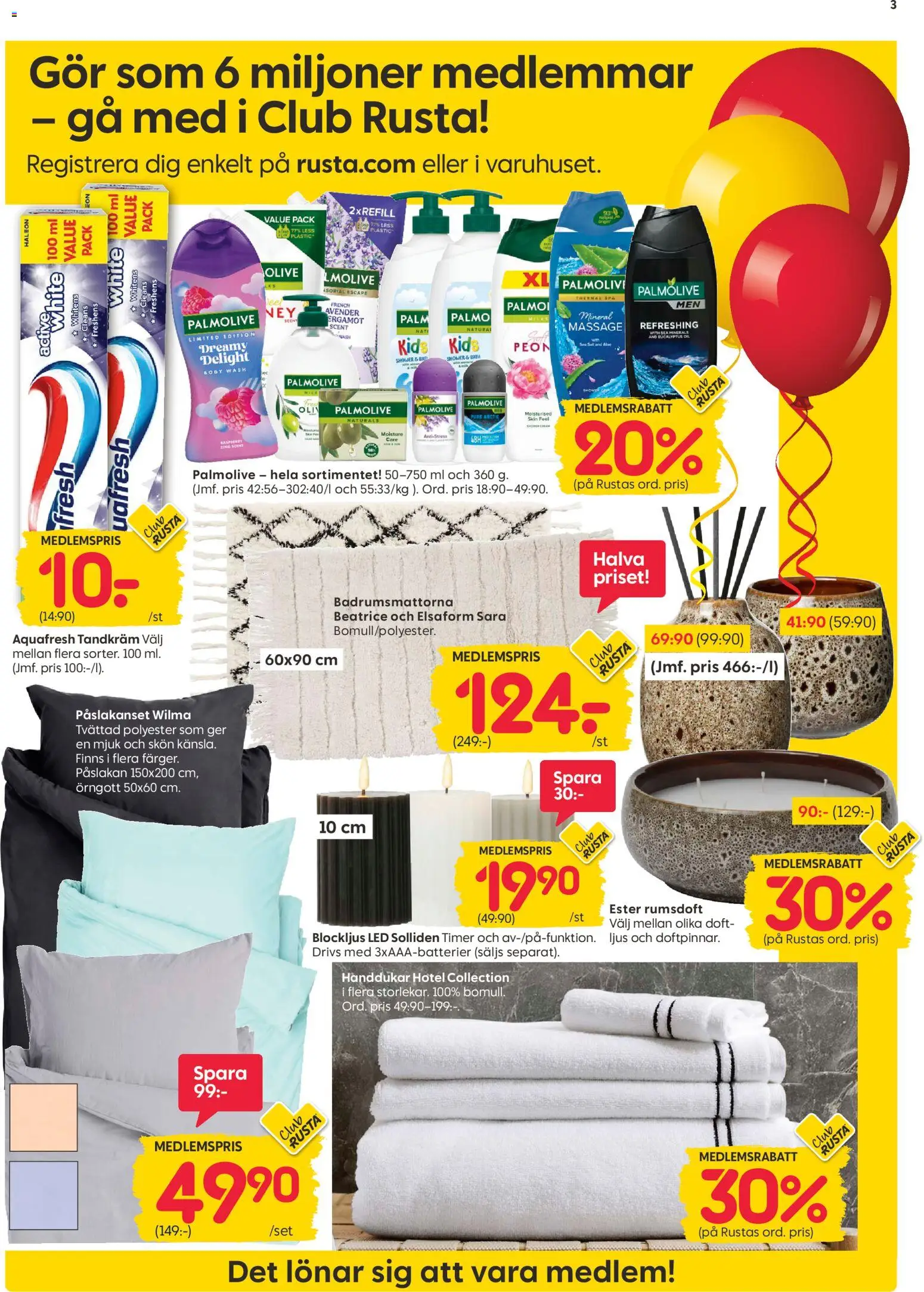 Rusta reklamblad aktuell från 26.01.2026 | Sida: 3 | Produkter: Doft, Örngott, Tandkräm, Palm