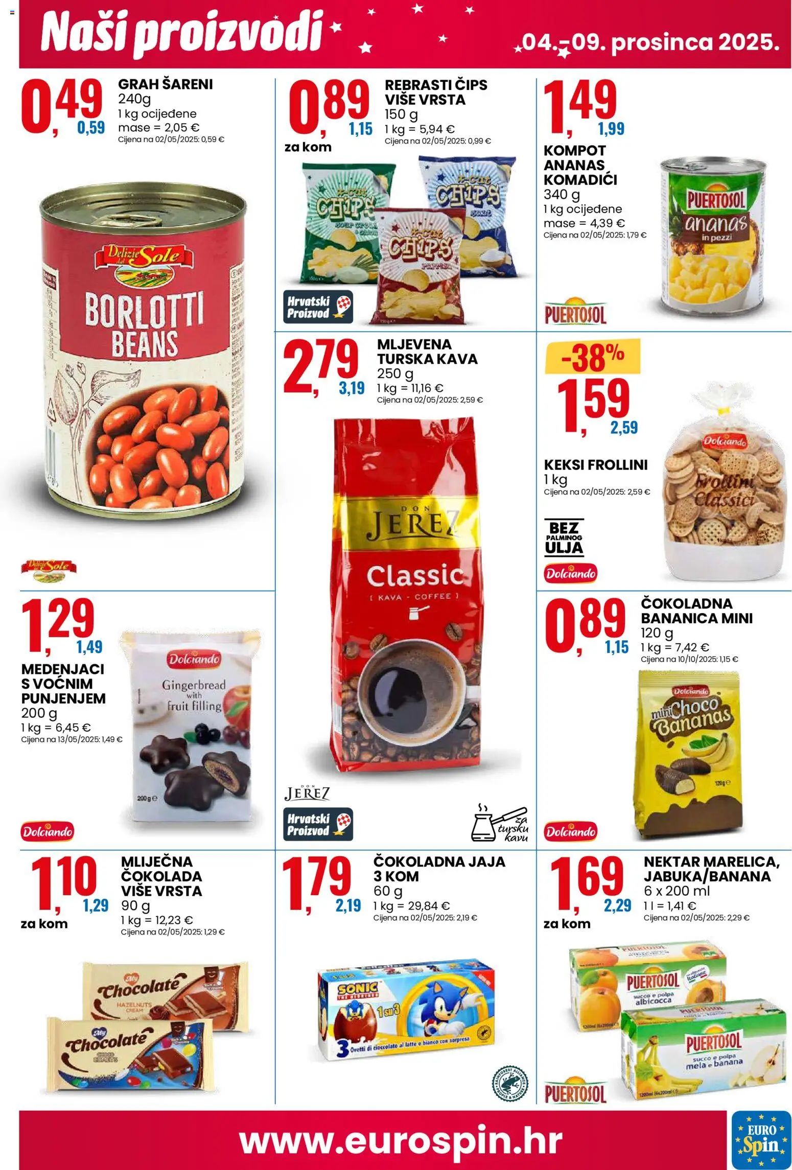 Eurospin katalog | vrijedi od 04.12.2025 | Stranica: 5 | Proizvodi: Grah, Čokolada, Ananas, Čips